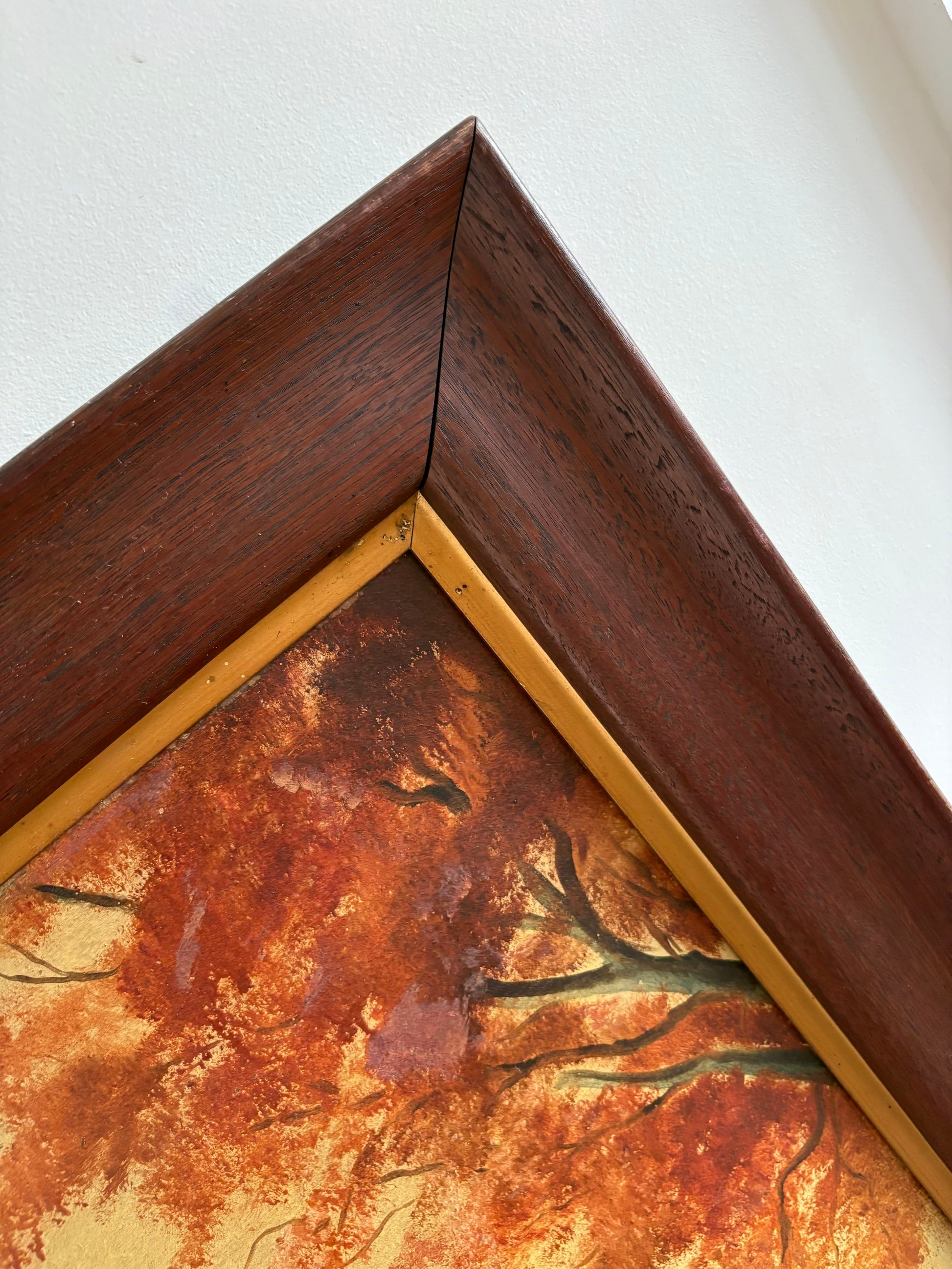 Large pair of original antique 1919 Stag oil paintings, deer, framed art