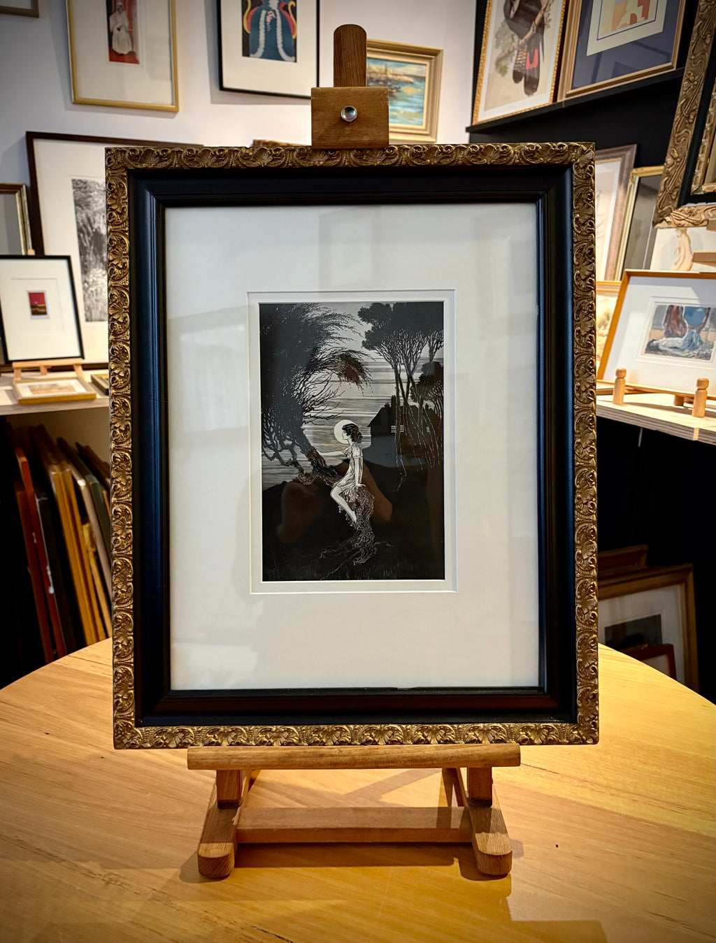 Ida Rentoul Outhwaite – Moonrise (1921), framed antique artwork