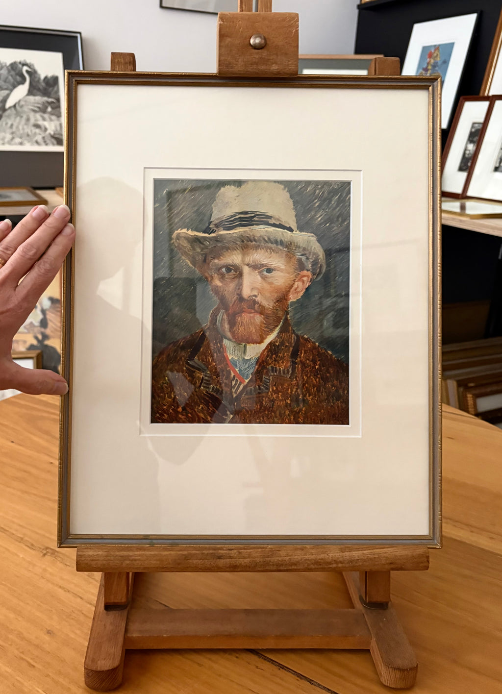 1950s Vintage print, Van Gogh, “Self Portrait”, framed art