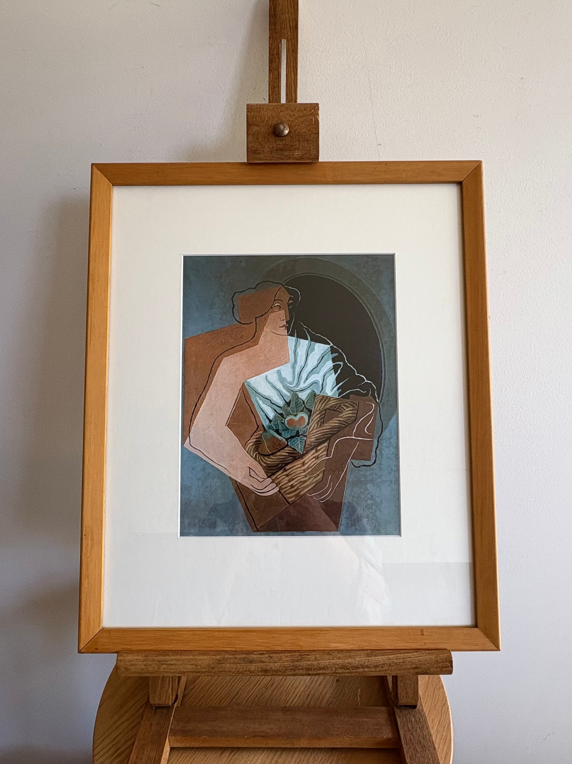 Vintage Juan Gris print, “Woman with Basket”, framed art, Cubism