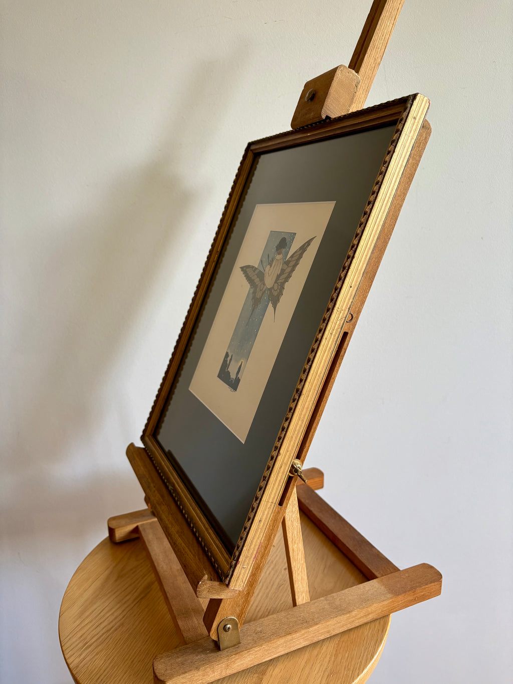 Rare original Art Deco woodblock print, 1911 antique, Maggie Salcedo, French framed art