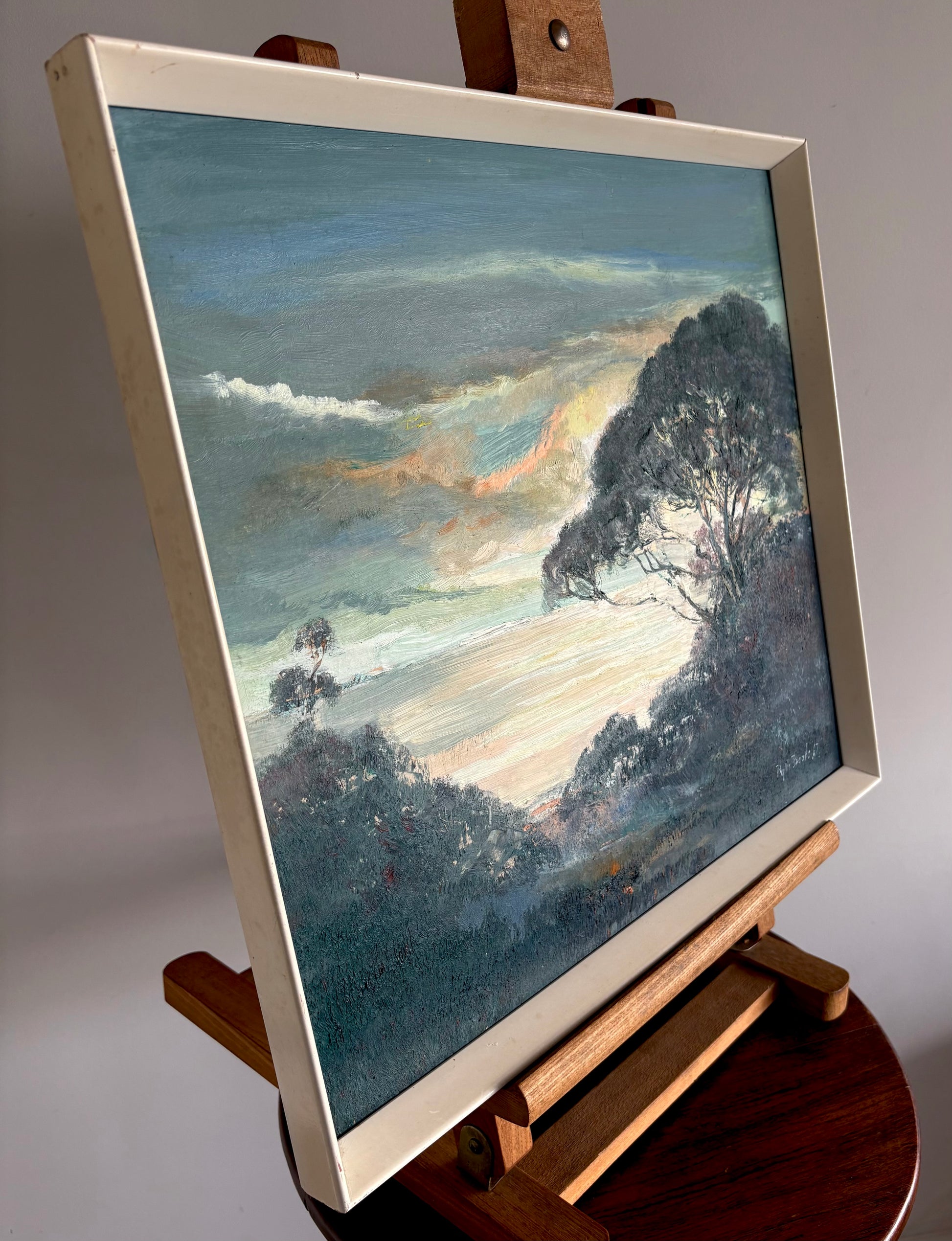 1960s original mid century oil painting, signed, Australian landscape