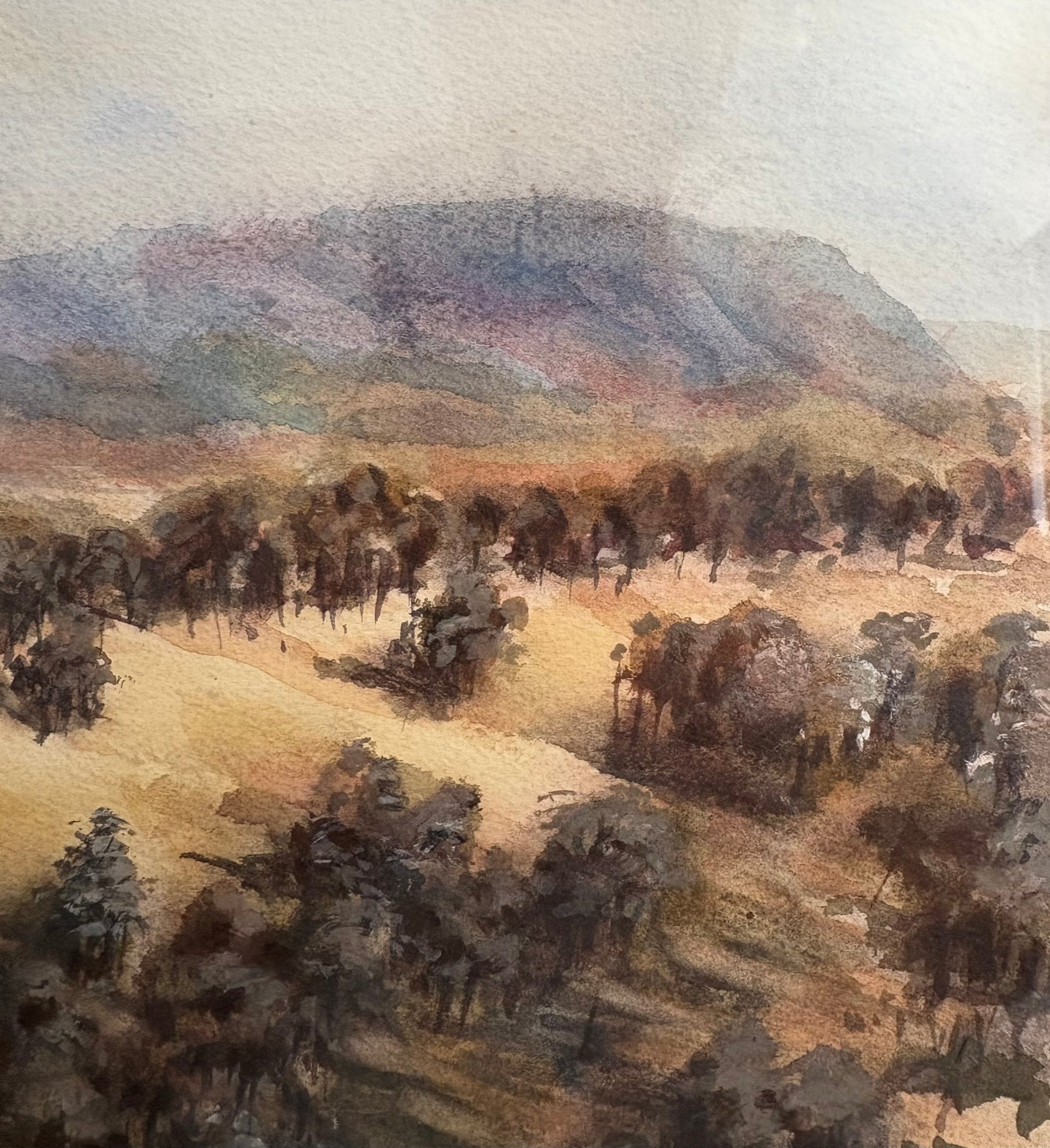 Original watercolour painting, Yarra Valley, Ken Edwards, vintage framed art