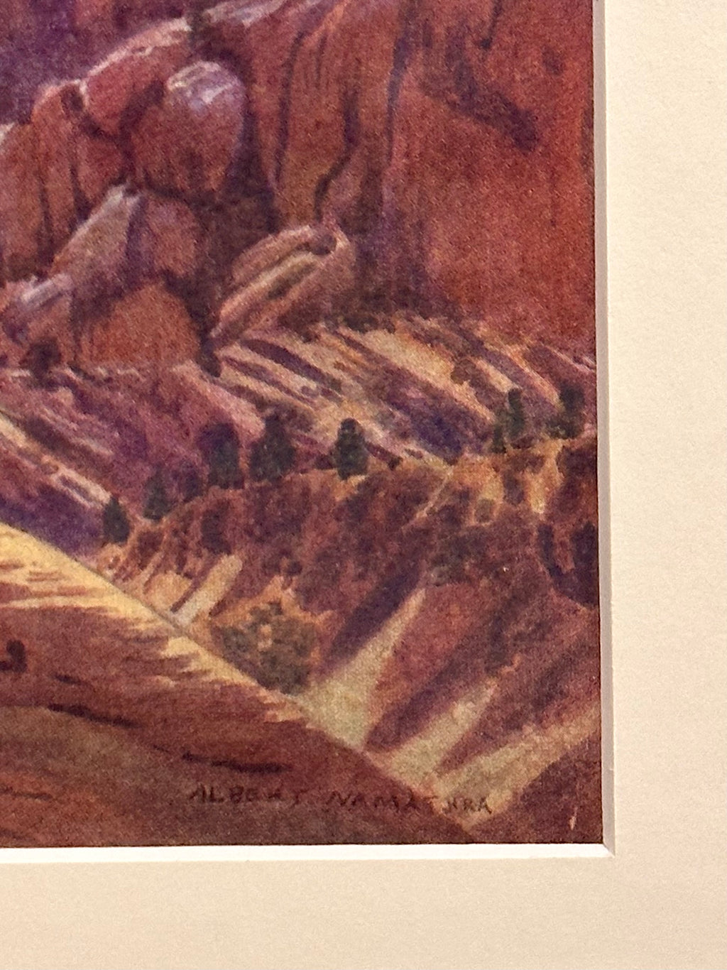 1944 Namatjira, Hermannsberg print, Central Australia. Framed mid century landscape