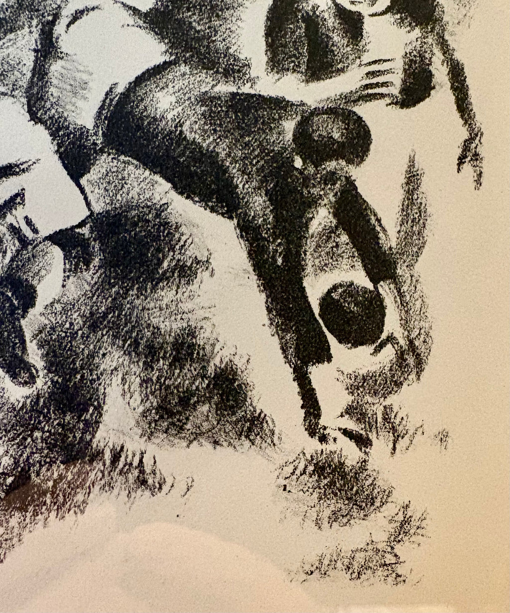 1928 antique lithographic print, football, Robert Delaunay, Paris, framed art