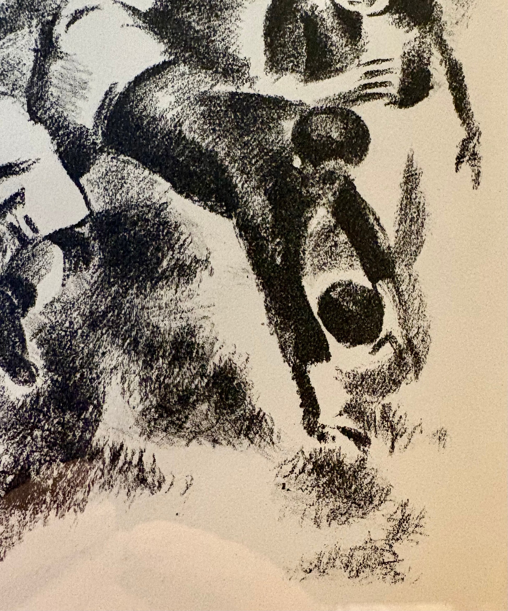 1928 antique lithographic print, football, Robert Delaunay, Paris, framed art