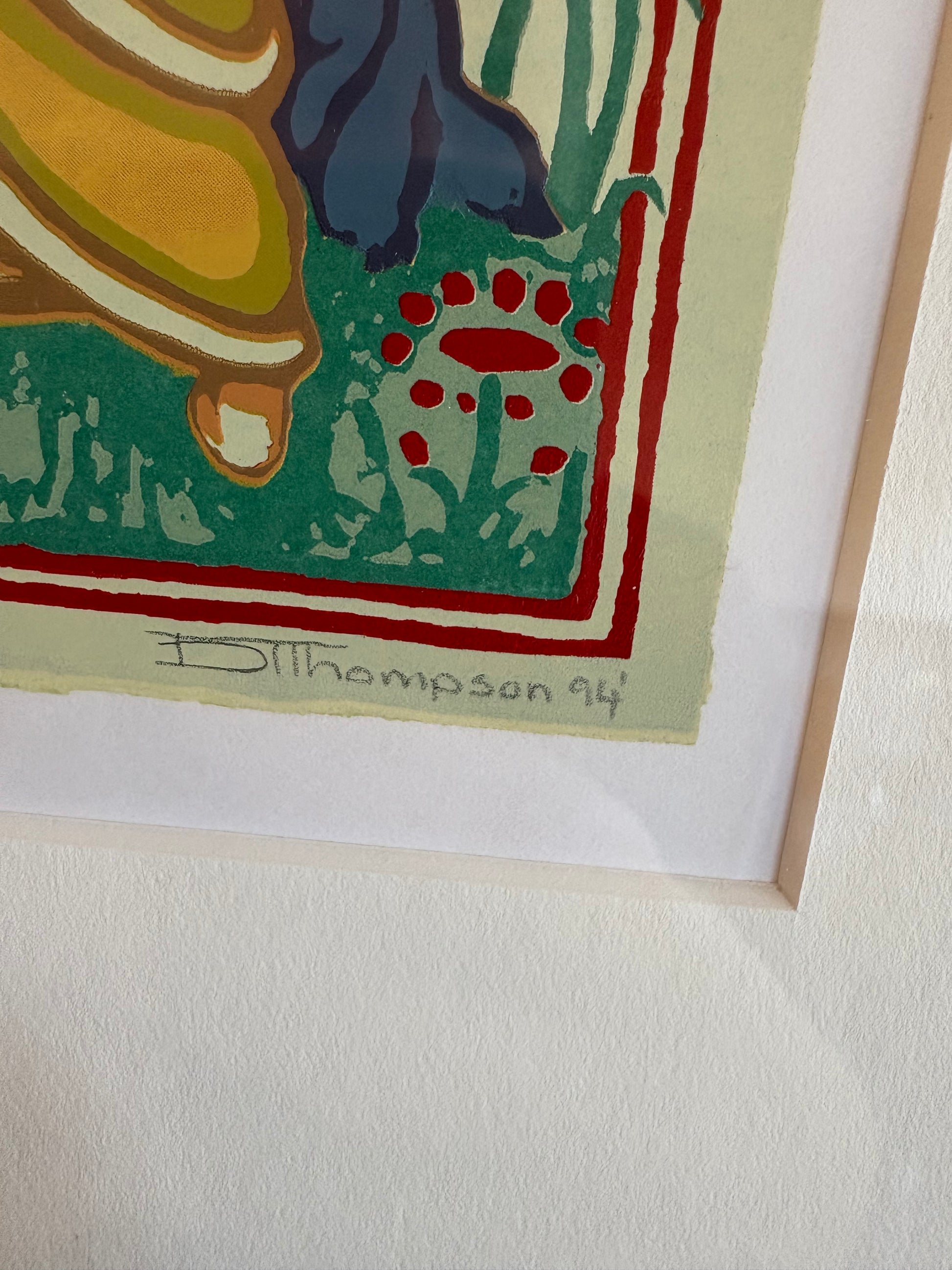 Original silk-screen print, D Thompson, 1994, framed art 18/20