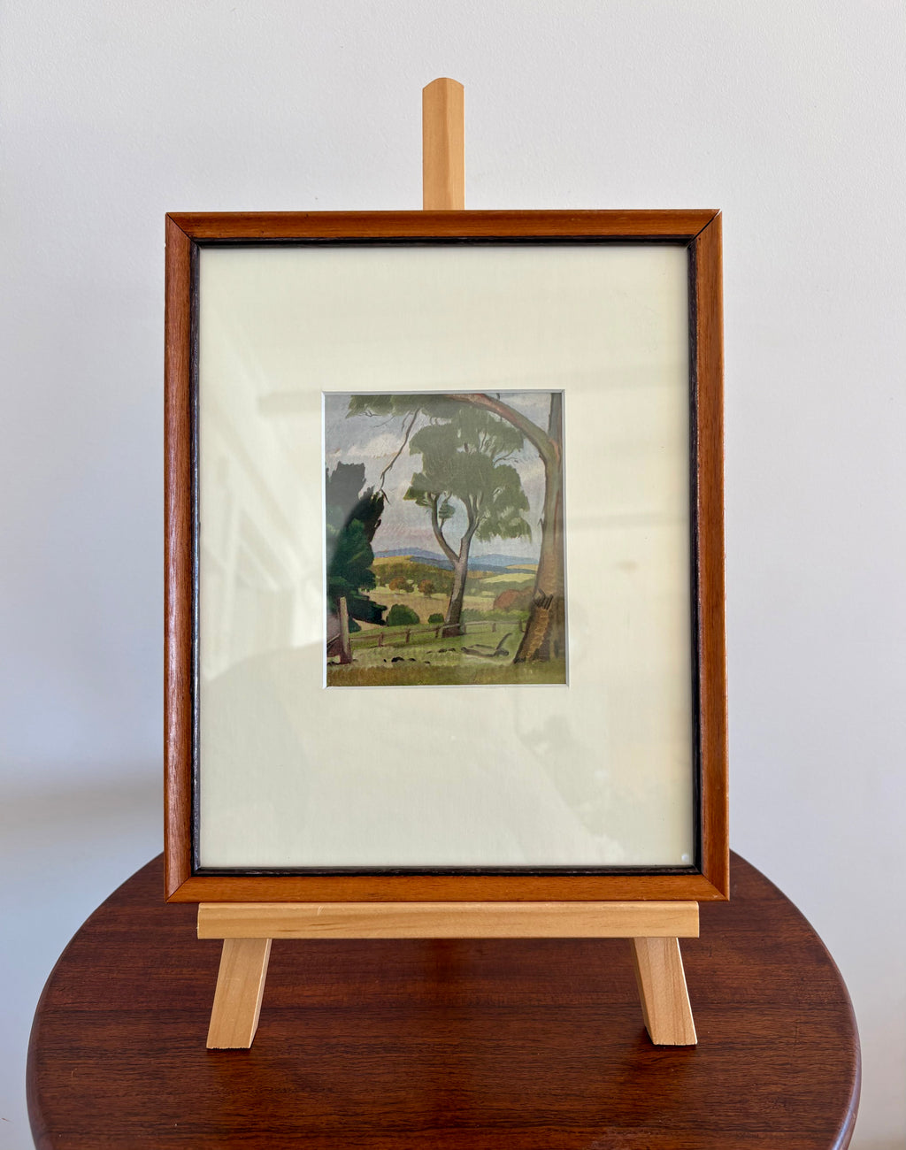 Miniature 1926 antique print, Australian landscape, framed vintage art