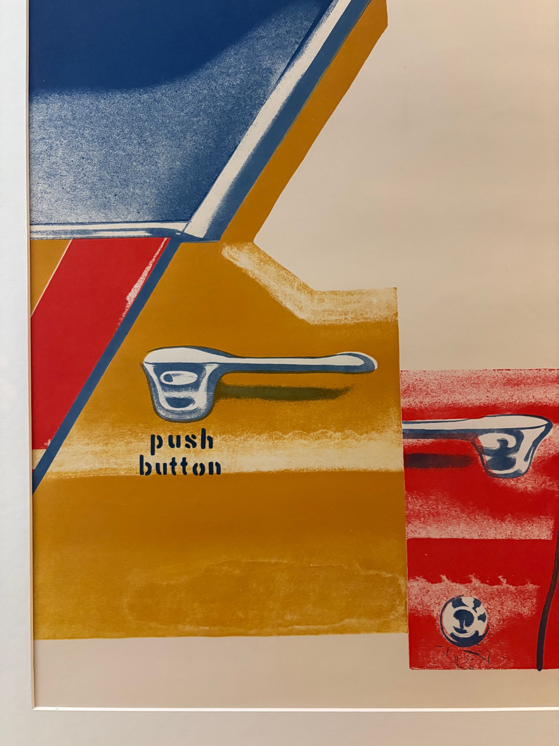 1972 lithograph, Pop Art, German framed vintage art poster, car