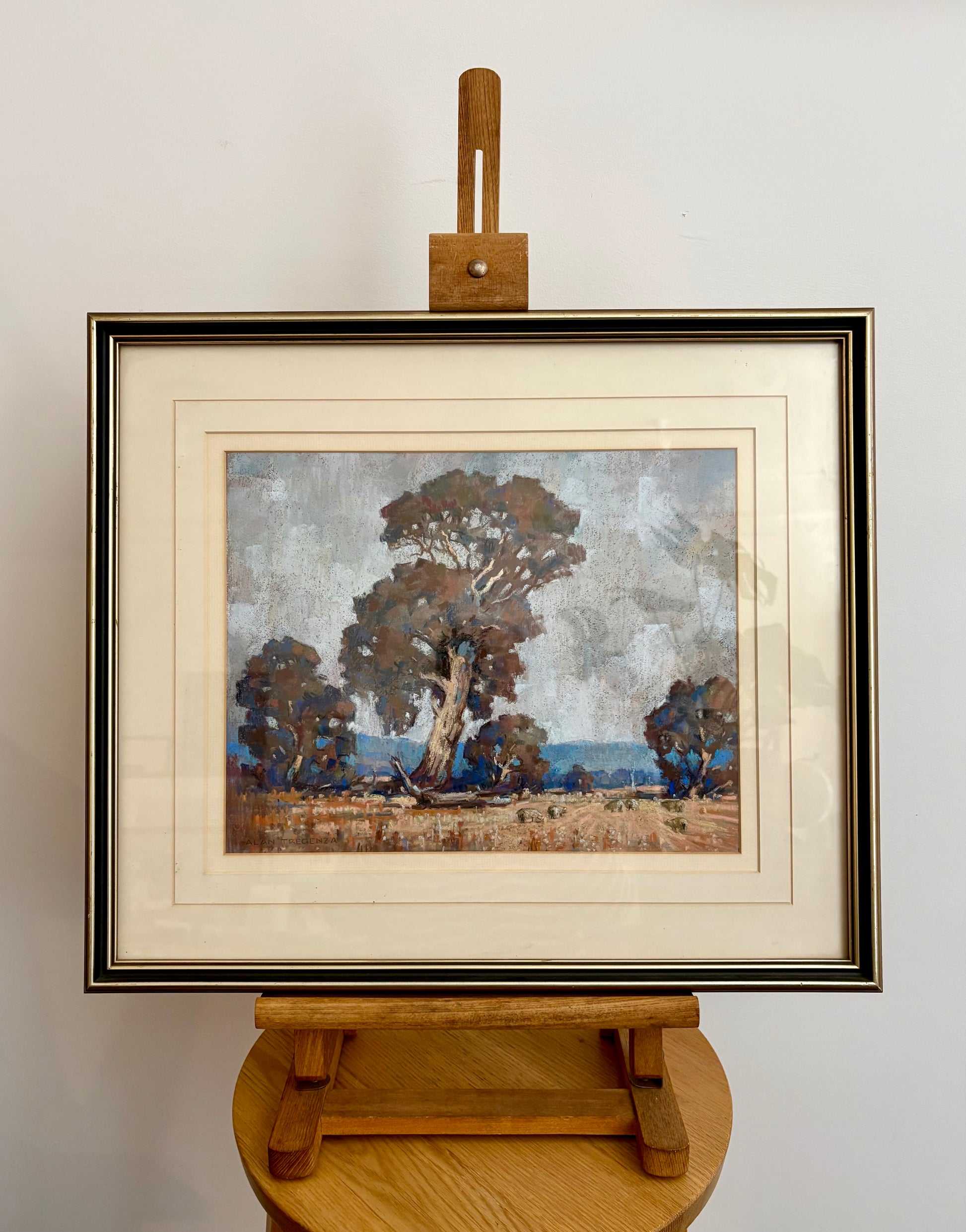 Original Alan Tregenza pastel drawing, Grampians, framed vintage art
