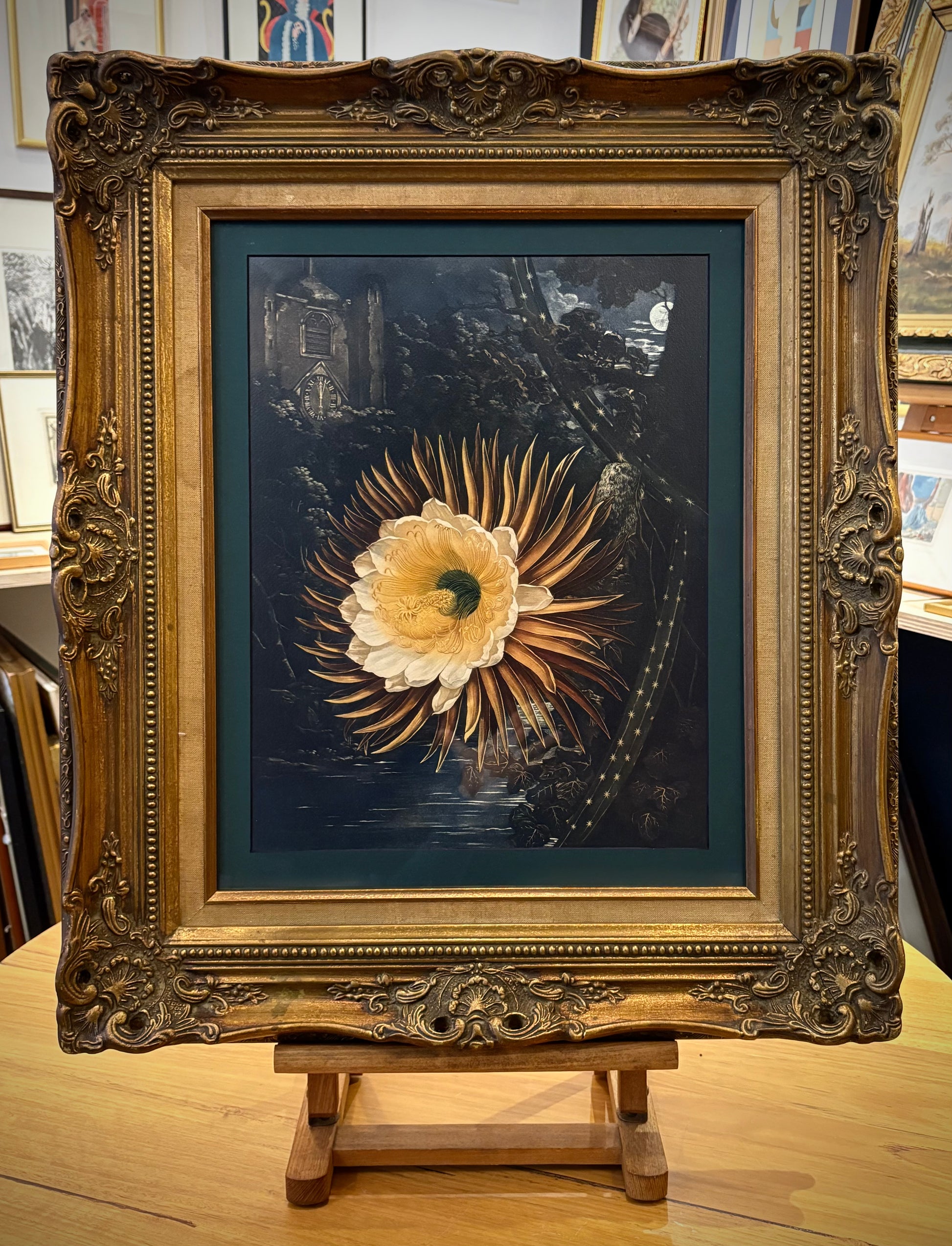 Gilt framed large high quality Temple of Flora print, Robert Thornton, framed art