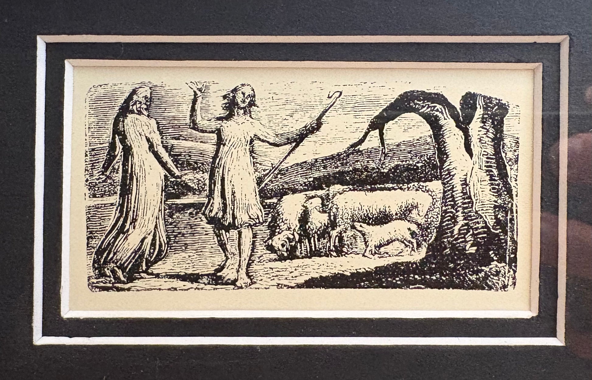 1923 antique print after William Blake, gilt frame, vintage framed art