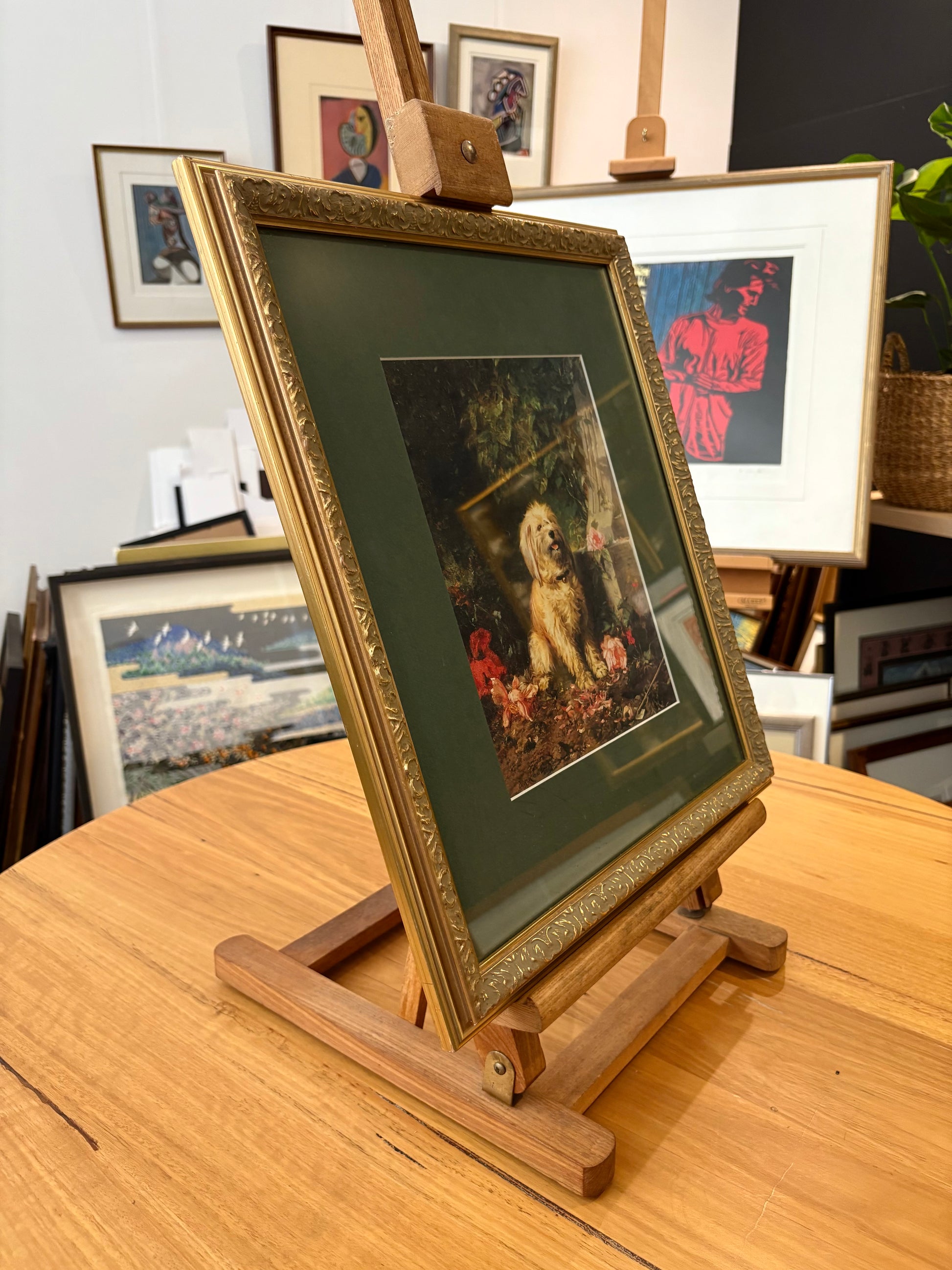 Vintage print, “Faithful Friend", French, dog, Louis-Eugène Lambert, framed art