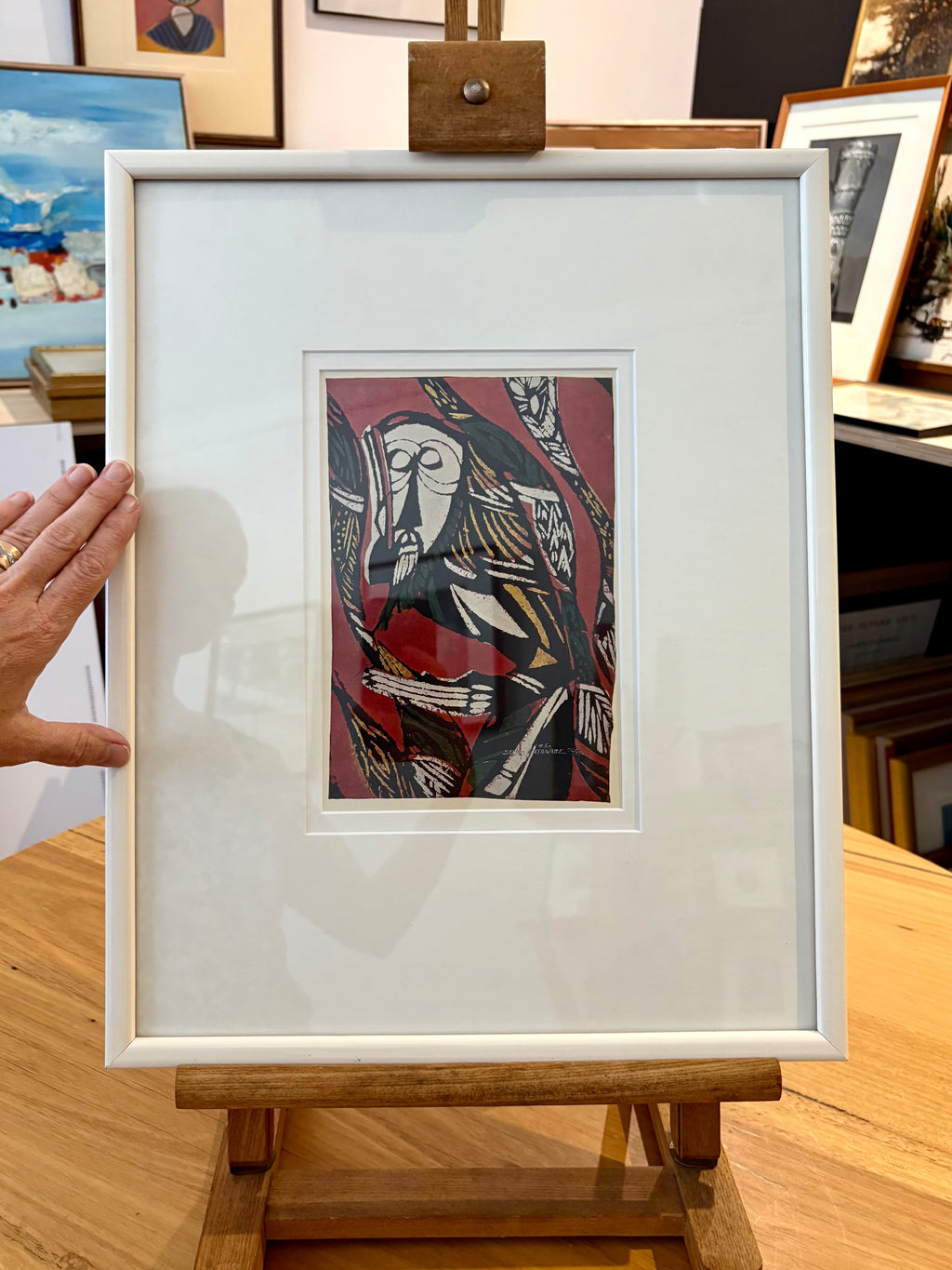 Mid Century Japanese print, 1960s reproduction, framed vintage art