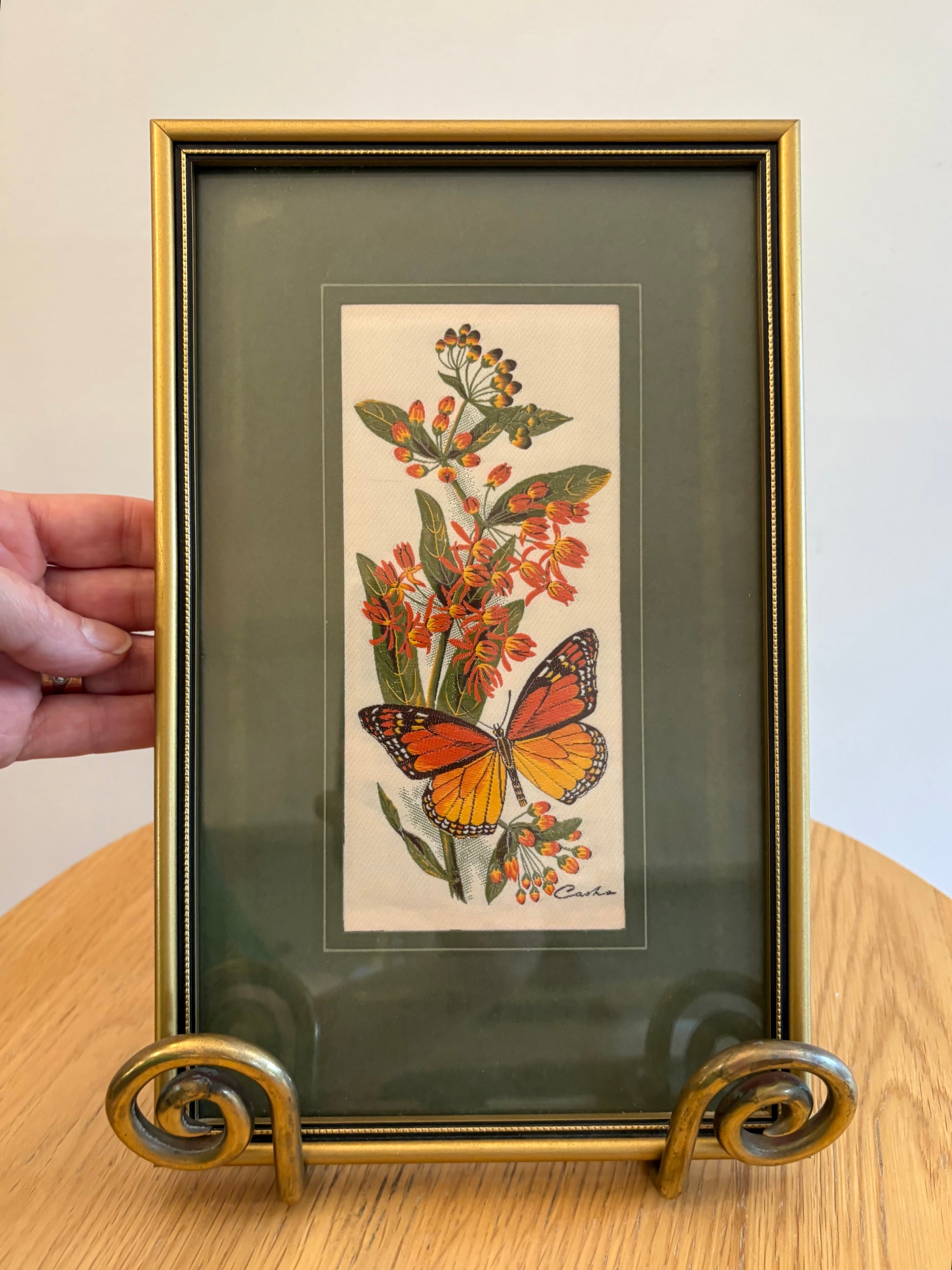Vintage Cash’s of Coventry woven silk butterfly artwork, framed