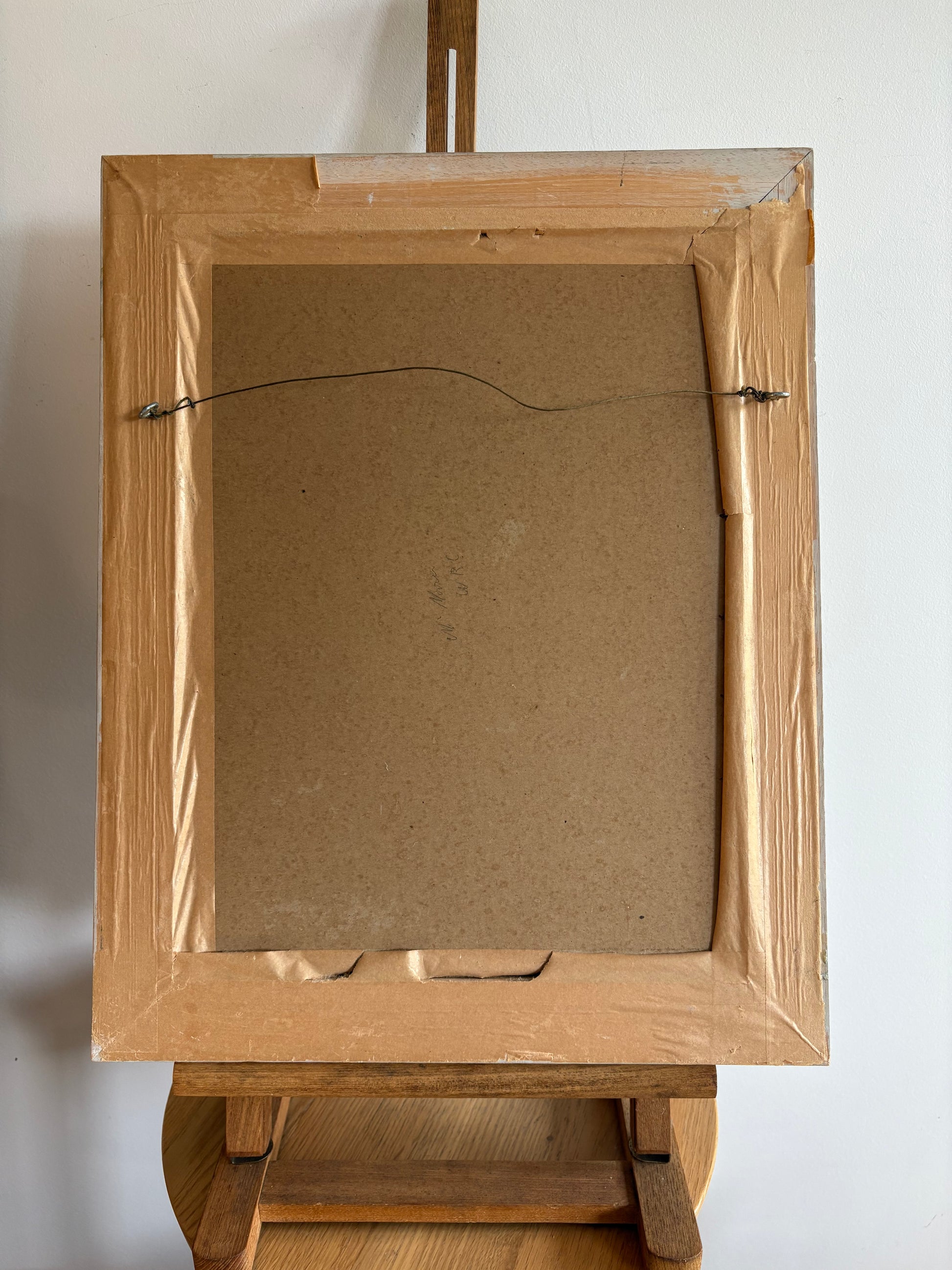 Mid Century original oil painting, Autumn Path, vintage framed art