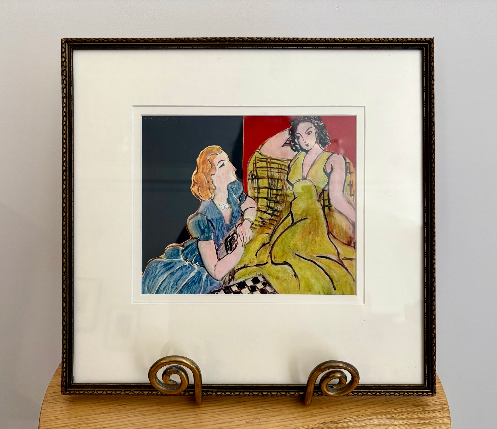 1930s Vintage Henri Matisse fine art print, "The Conversation", framed art, mid-century wall art