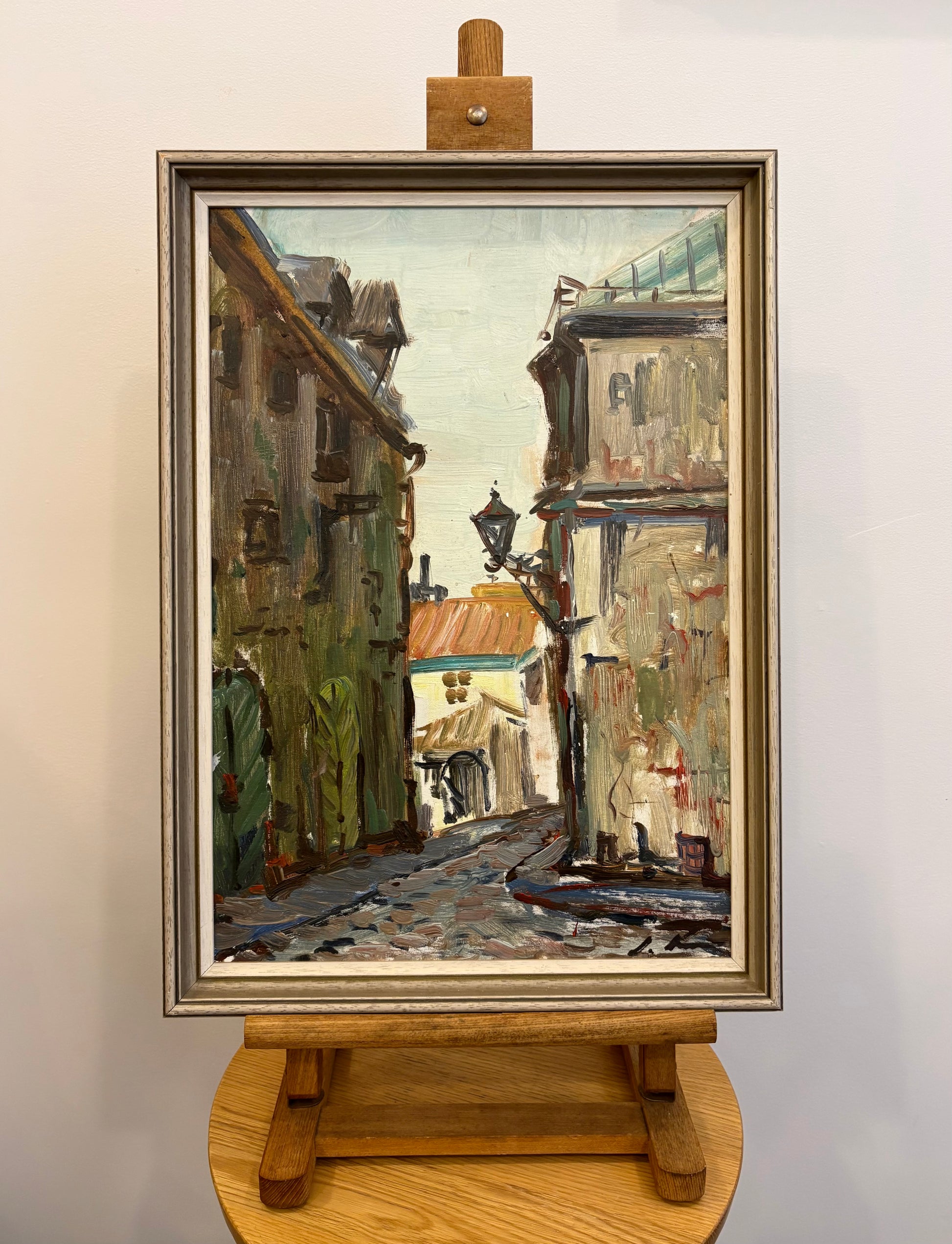 Original Mid Century oil painting, Stanislavs Kreics, vintage framed art