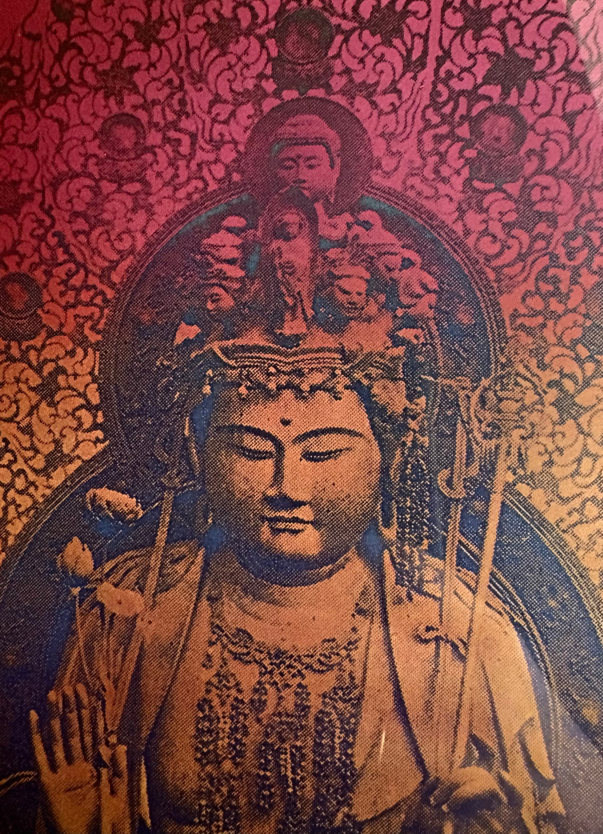 1970s vintage Peter Max print, Prana, Buddha, psychedelic, framed art