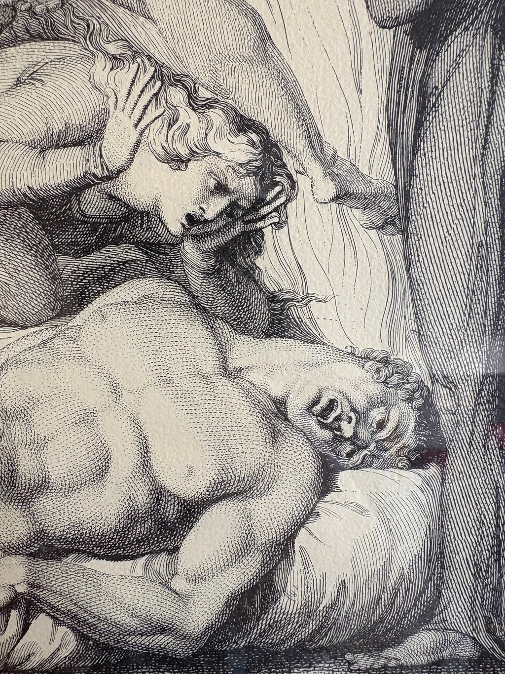 Vintage William Blake engraving, The Grave, framed artwork, "Strong Wicked Man", antique gothic wall art