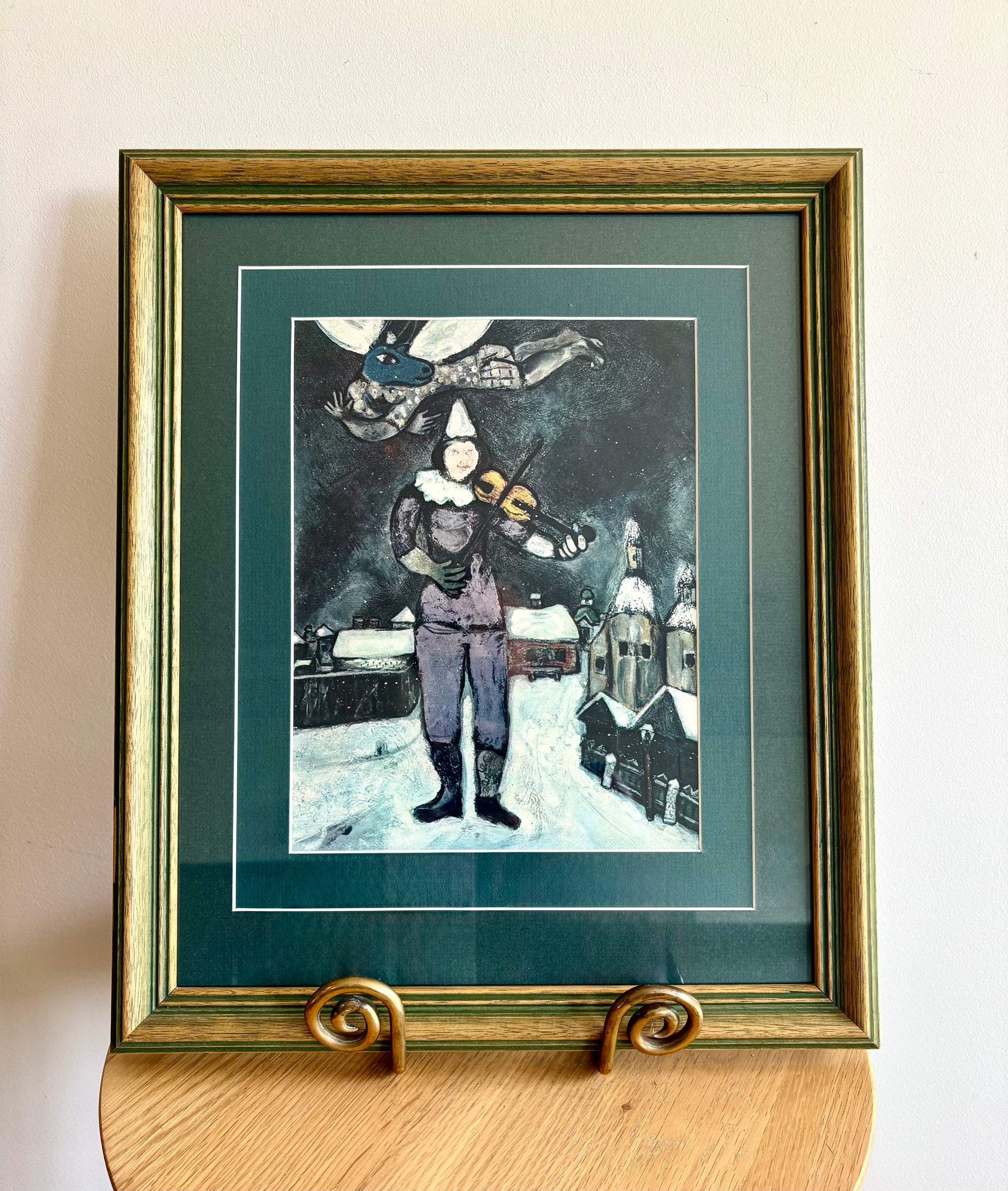 Vintage 1950’s print after Marc Chagall’s painting “The Fiddler”, violin, framed art