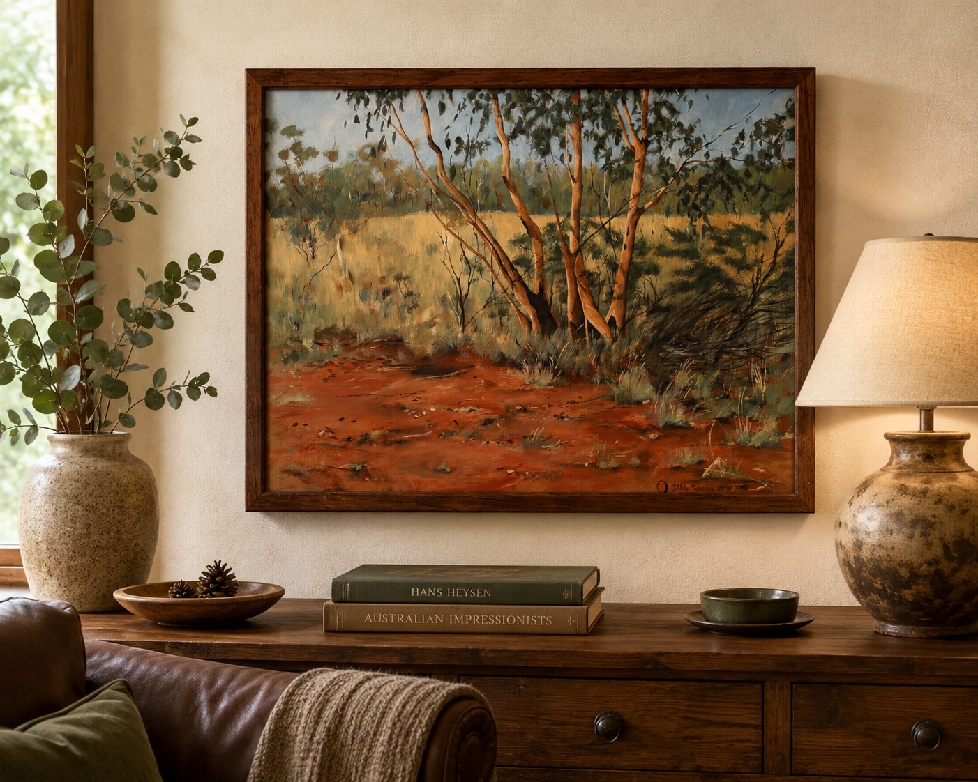 Original Australian landscape painting, framed artwork