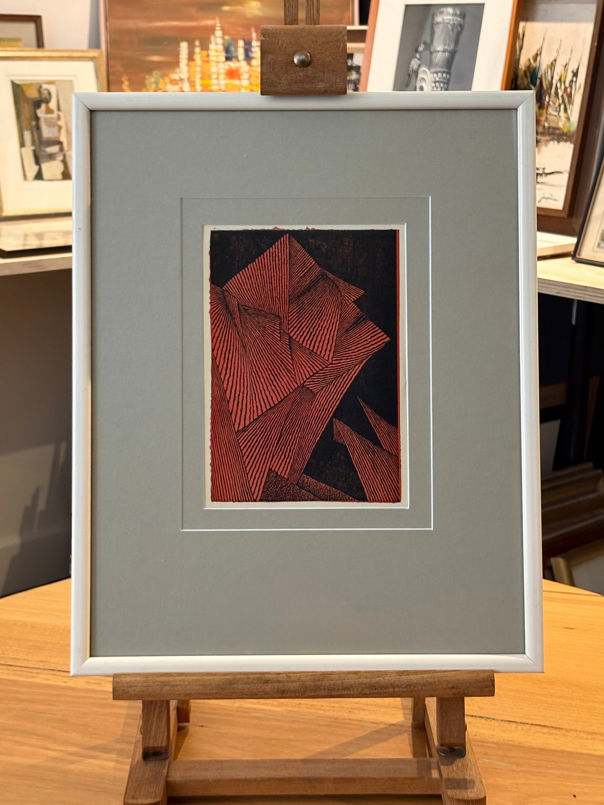 Mid Century Japanese print, 1960s reproduction, framed vintage art
