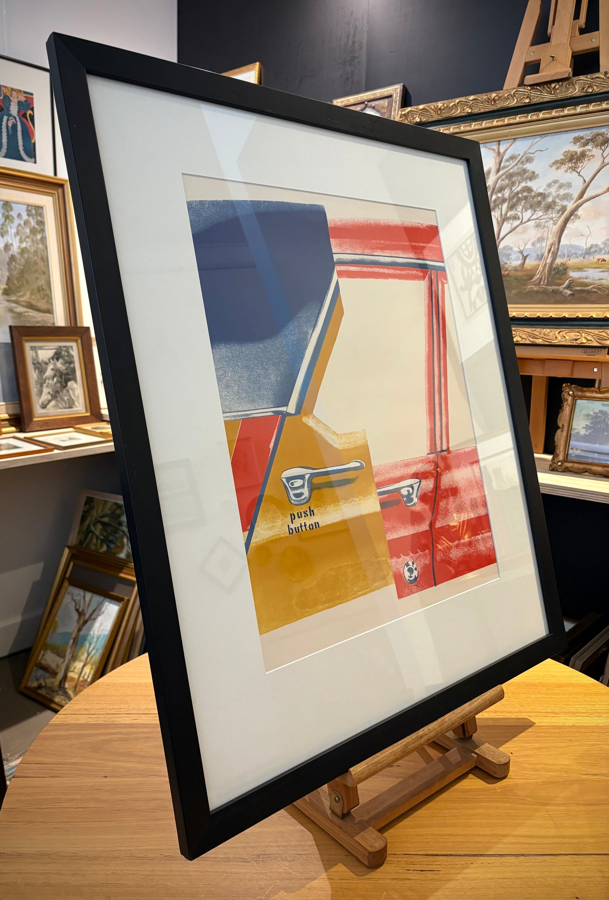 1972 lithograph, Pop Art, German framed vintage art poster, car