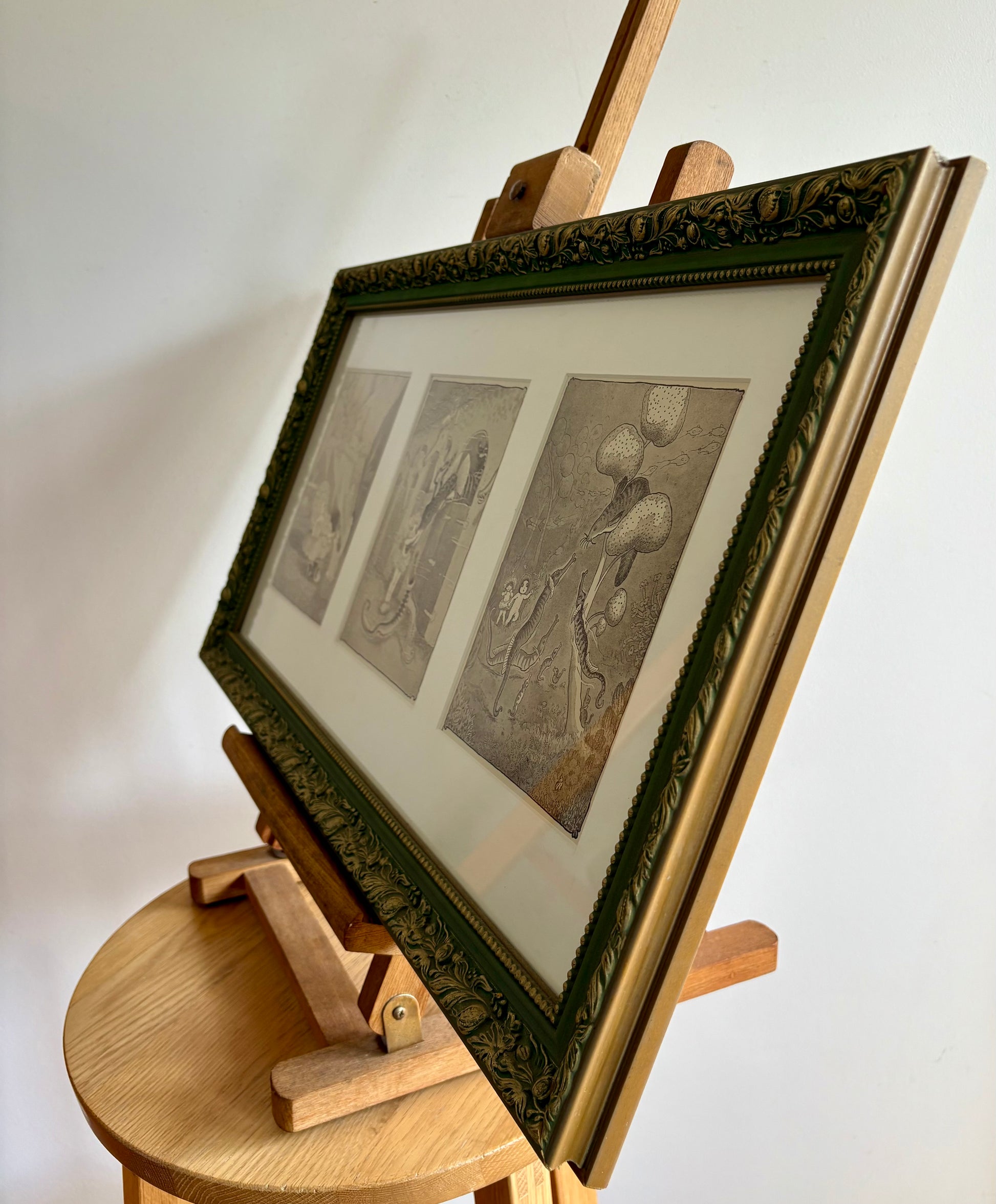 1948 Vintage prints, trio, May Gibbs, Snugglepot & Cuddlepie, framed art, gum nut babies