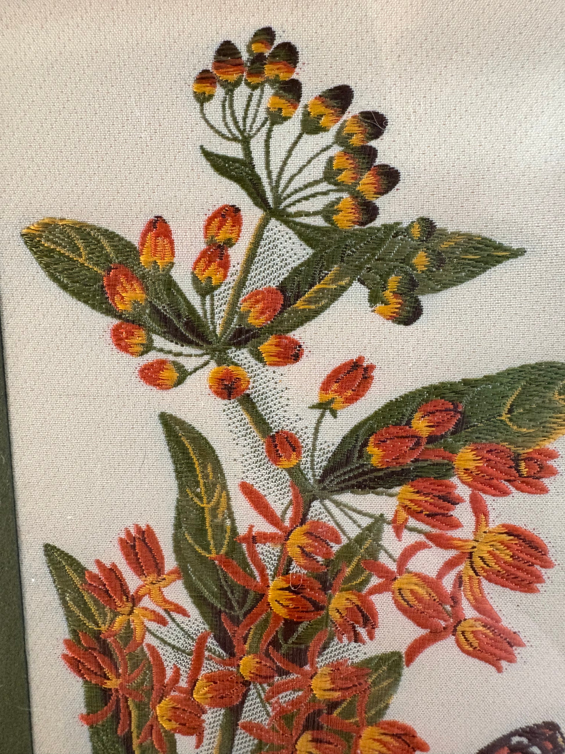 Vintage Cash’s of Coventry woven silk butterfly artwork, framed