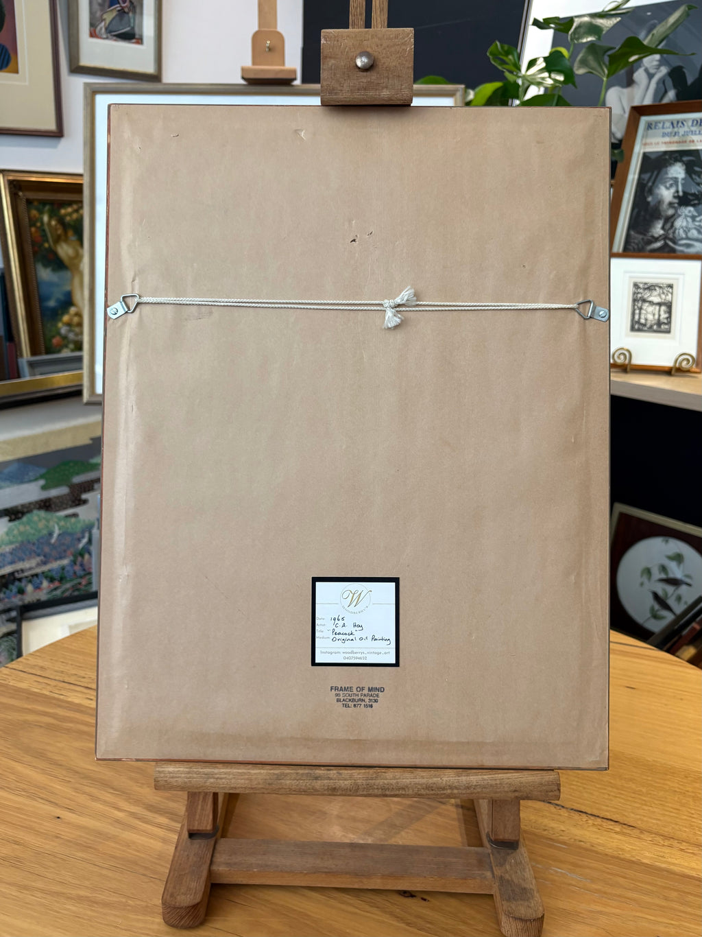 Original oil painting on board, signed, “Peacock”, vintage 1965, framed art.