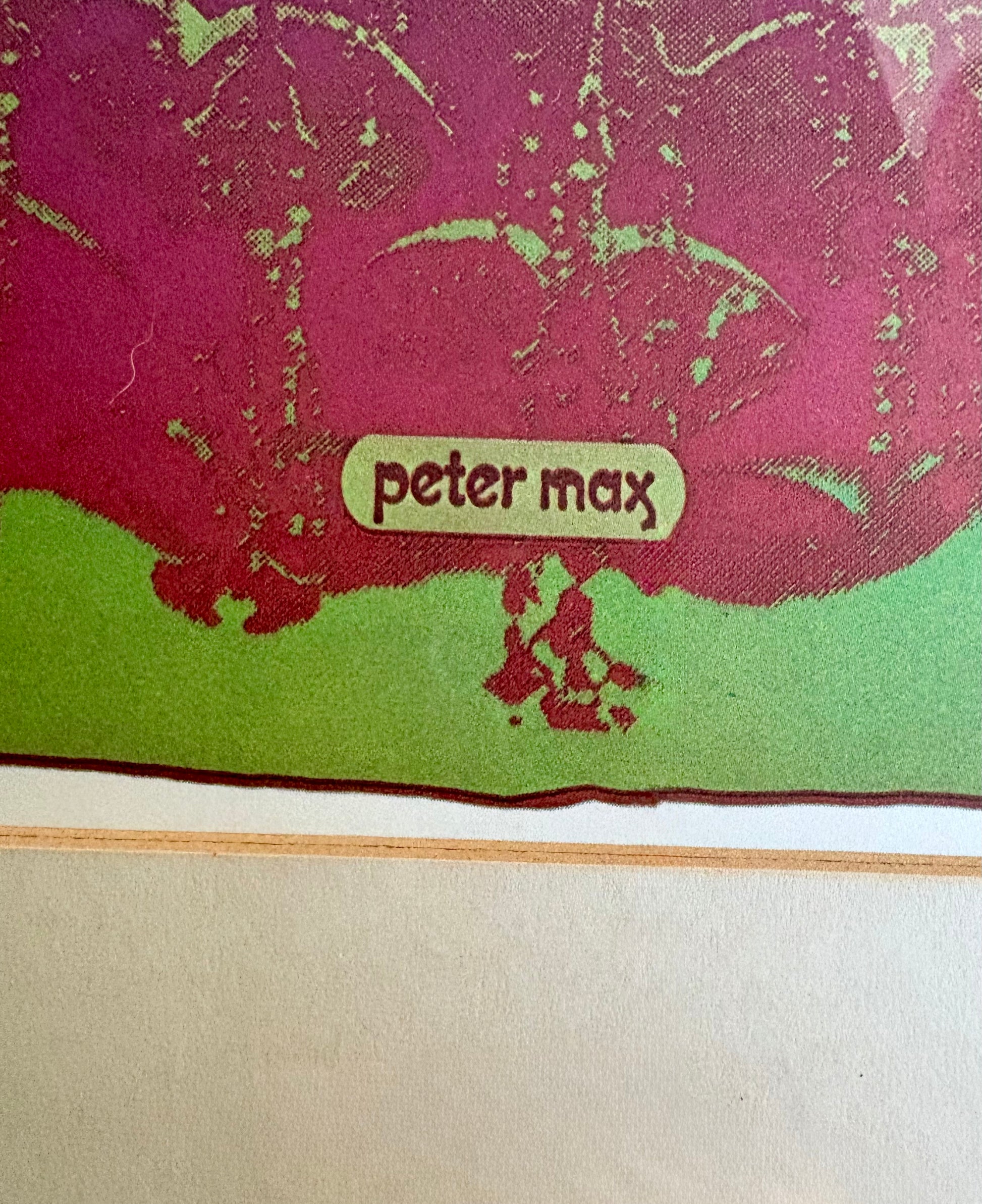 1970s vintage Peter Max print, Prana, Buddha, psychedelic, framed art