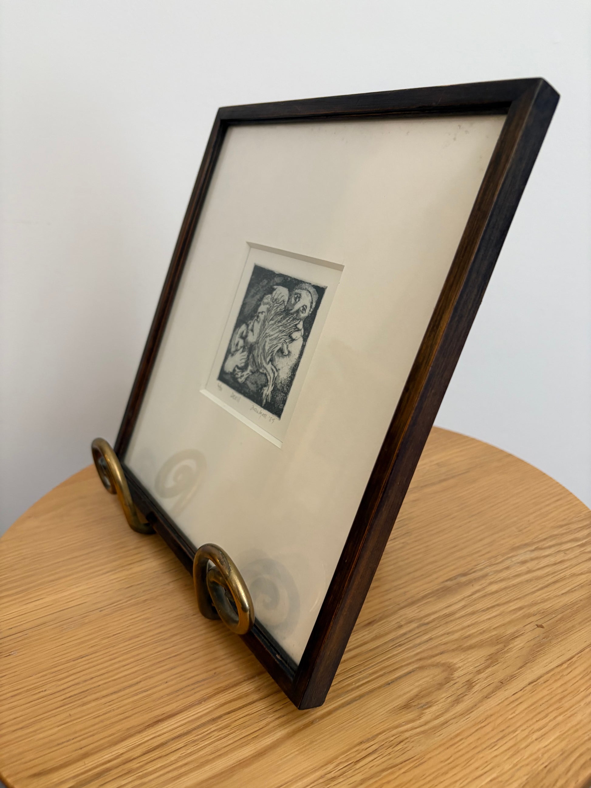 Original Etching, edition 6/20, signed, “Devil”, framed vintage art