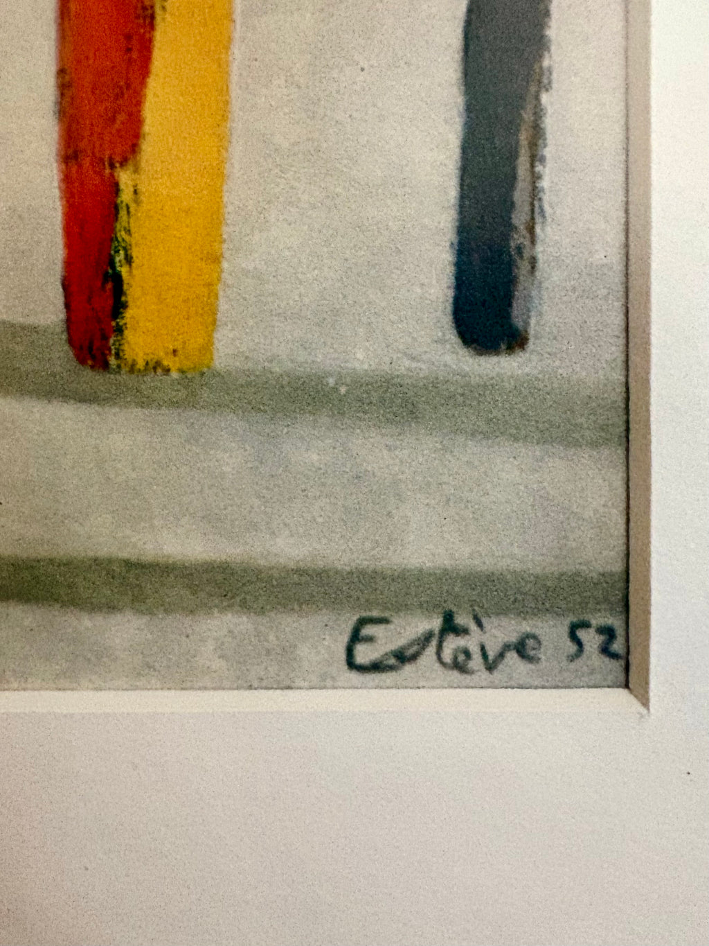 1960s Abstract print, Maurice Esteve, Mid-Century, framed art, French, vintage