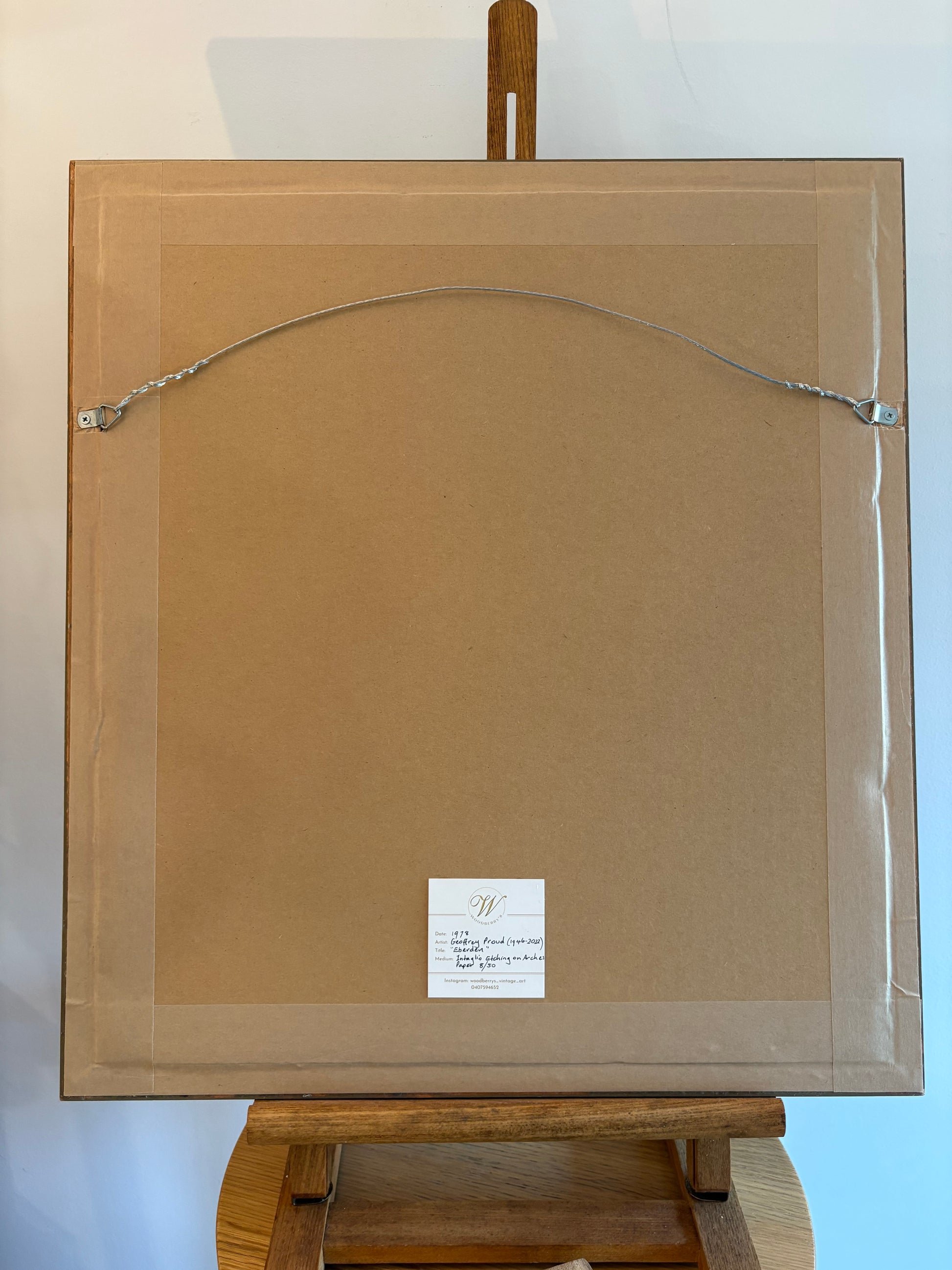 Original Geoffrey Proud intaglio etching, signed, portrait, framed vintage art 1978