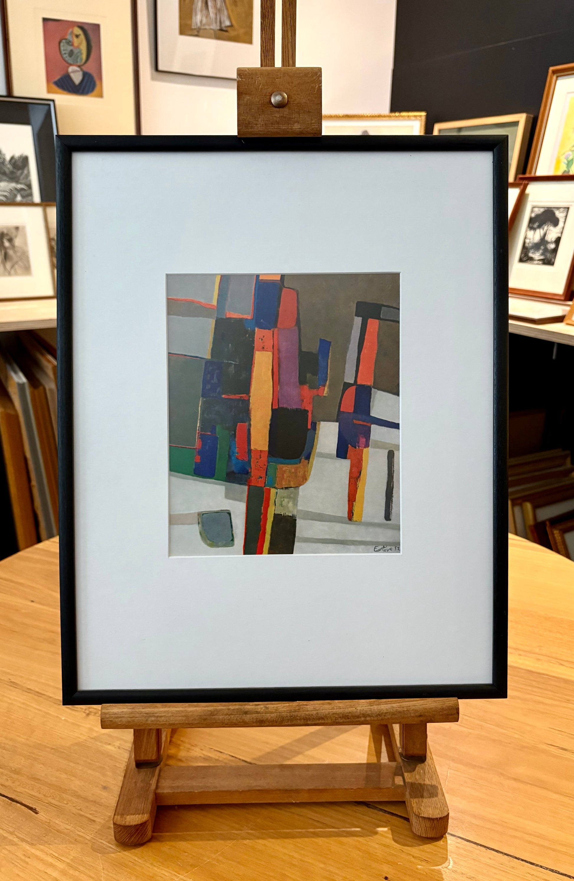 1960s Abstract print, Maurice Esteve, Mid-Century, framed art, French, vintage