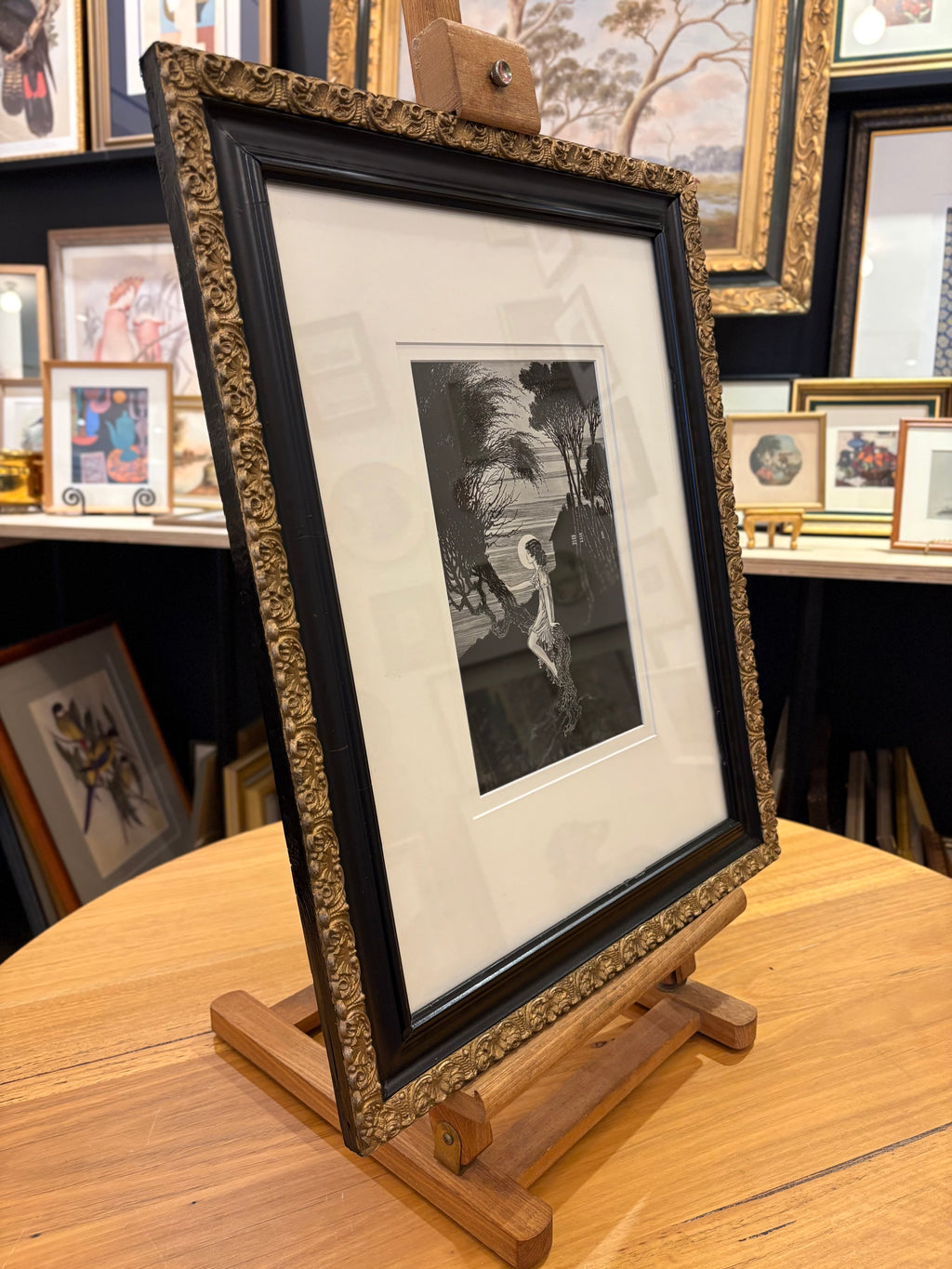 Ida Rentoul Outhwaite – Moonrise (1921), framed antique artwork