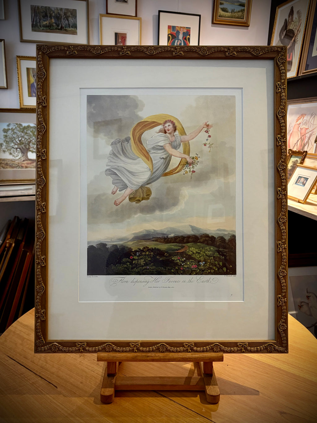 Large high quality Temple of Flora print, Robert Thornton, goddess, gilt framed art