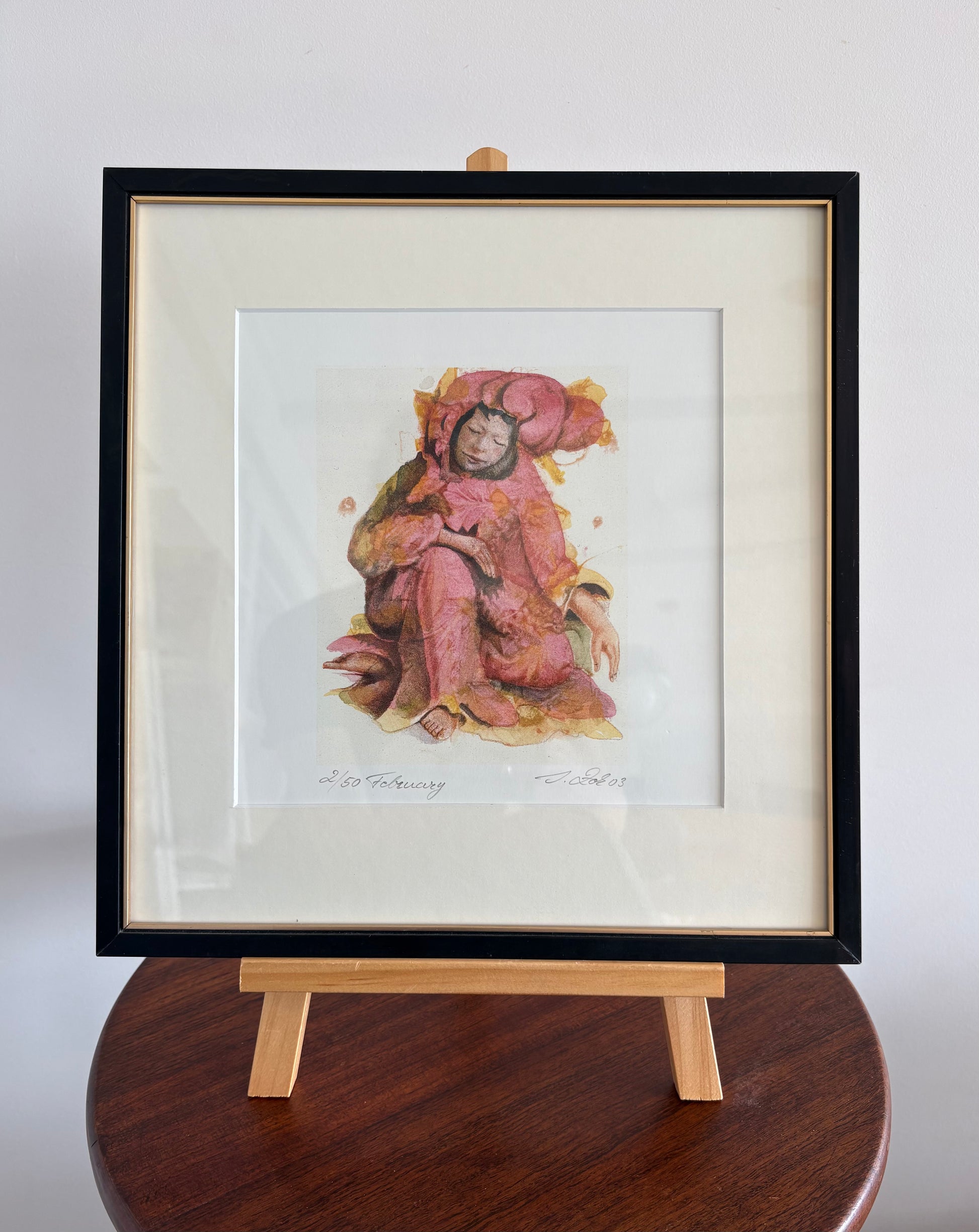 Limited edition 2/50 original artist’s lithographic print, vintage framed art