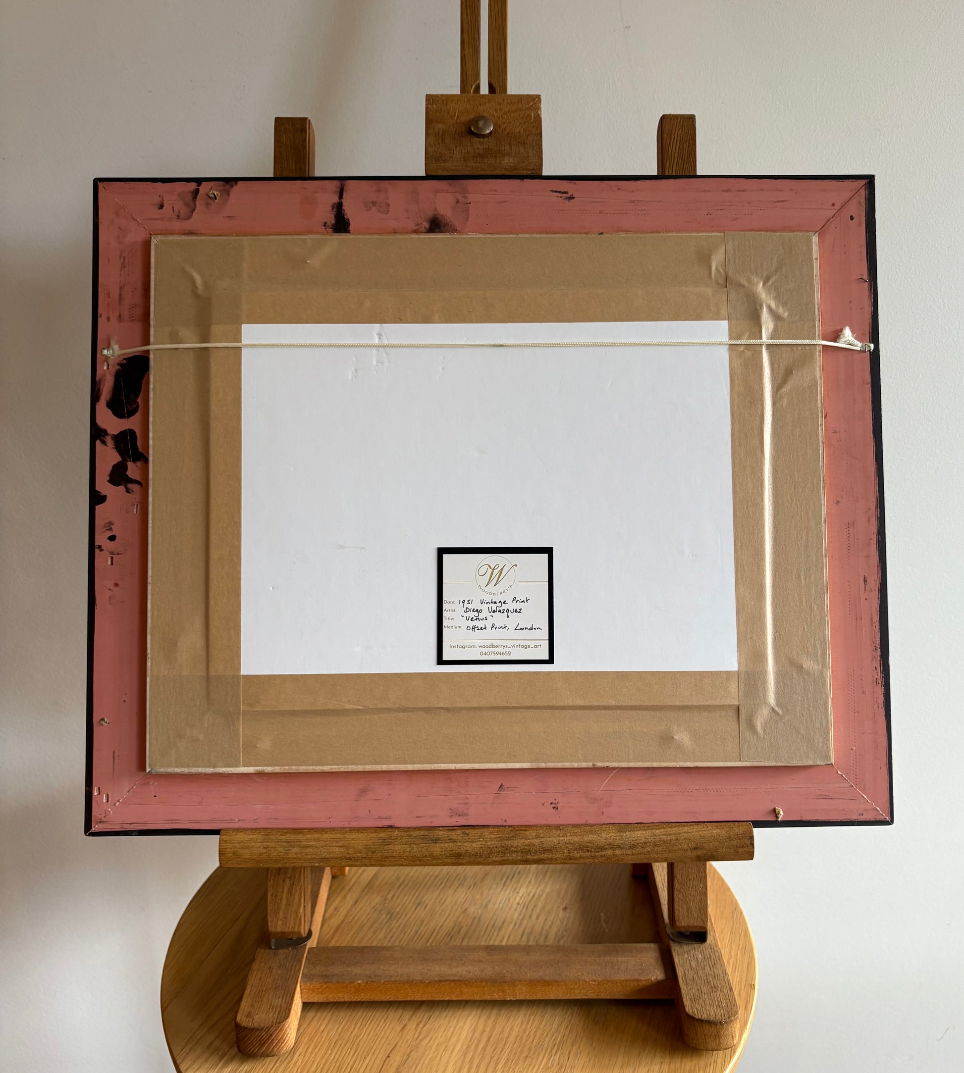 Vintage print “Venus”, Cupid, Diego Velázquez, framed vintage art