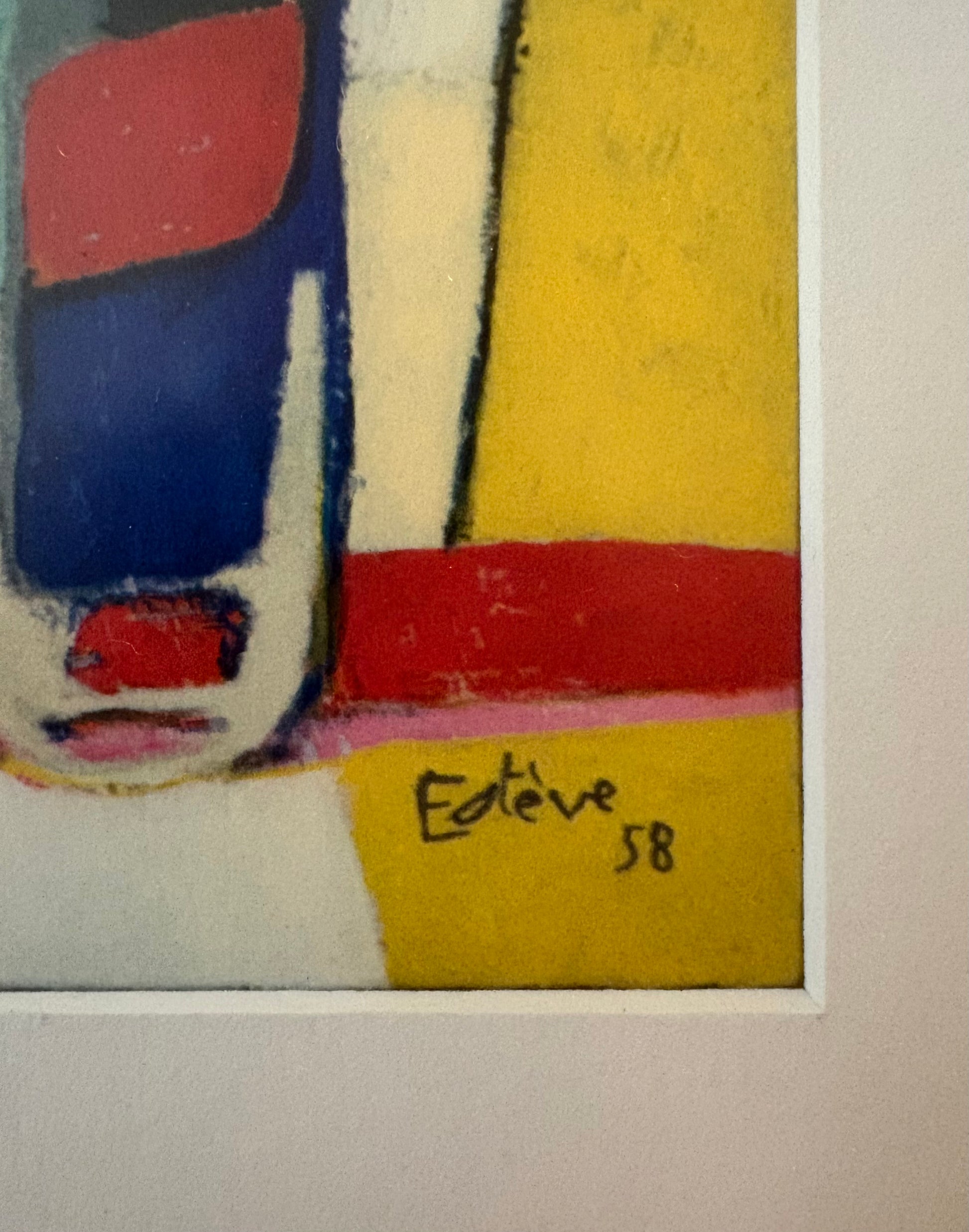 1960s Abstract print, Maurice Esteve, Mid-Century, framed art, French, vintage