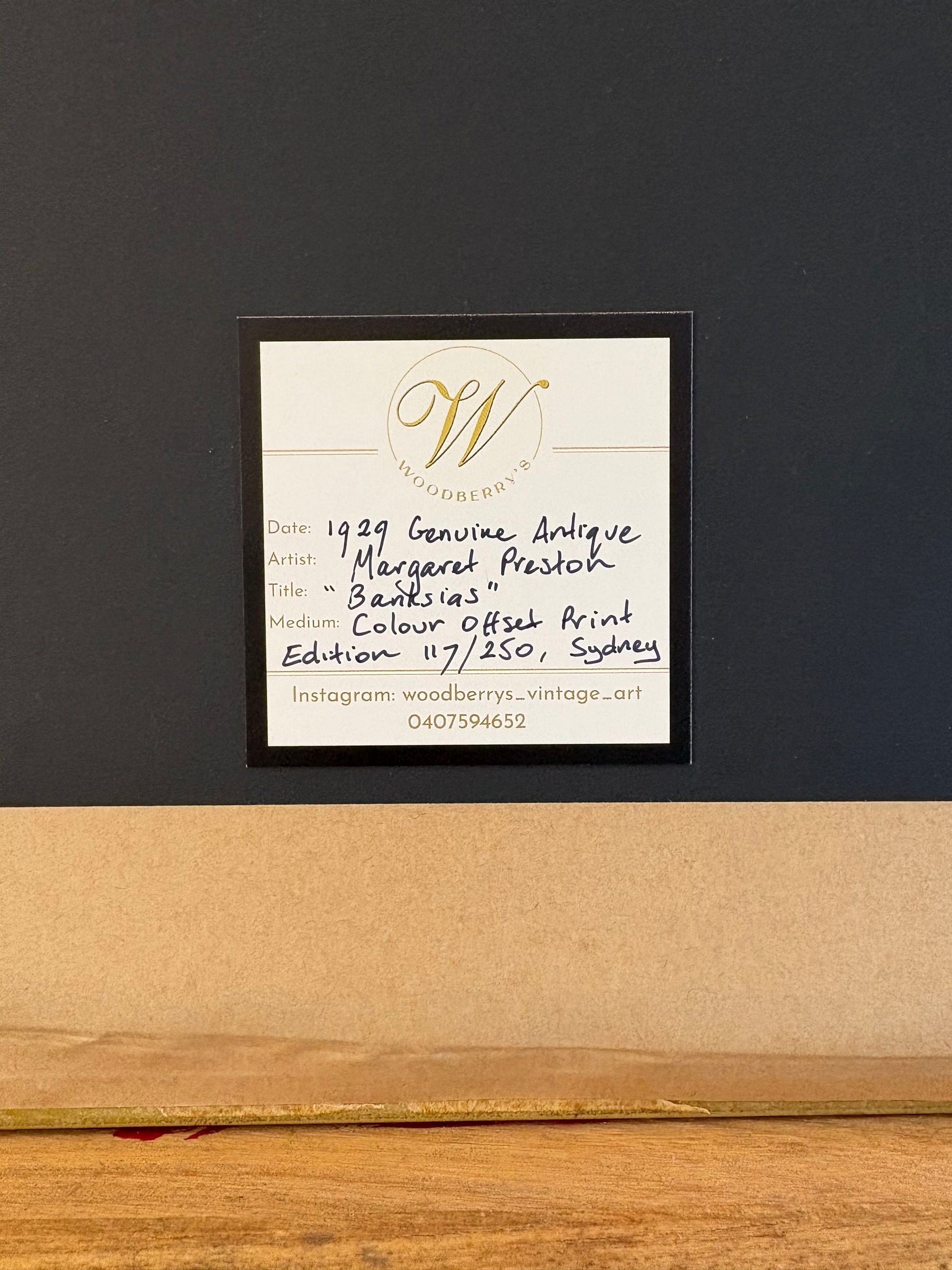 1929 Margaret Preston print, limited edition 117/250, antique framed art