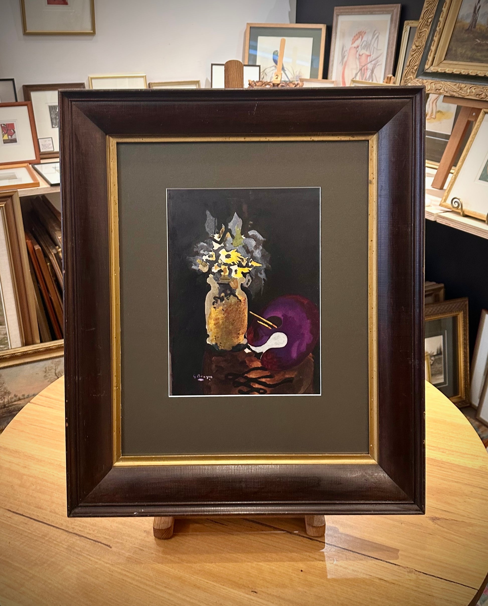 1955 Georges Braque, original lithograph, flowers, French, framed mid century art