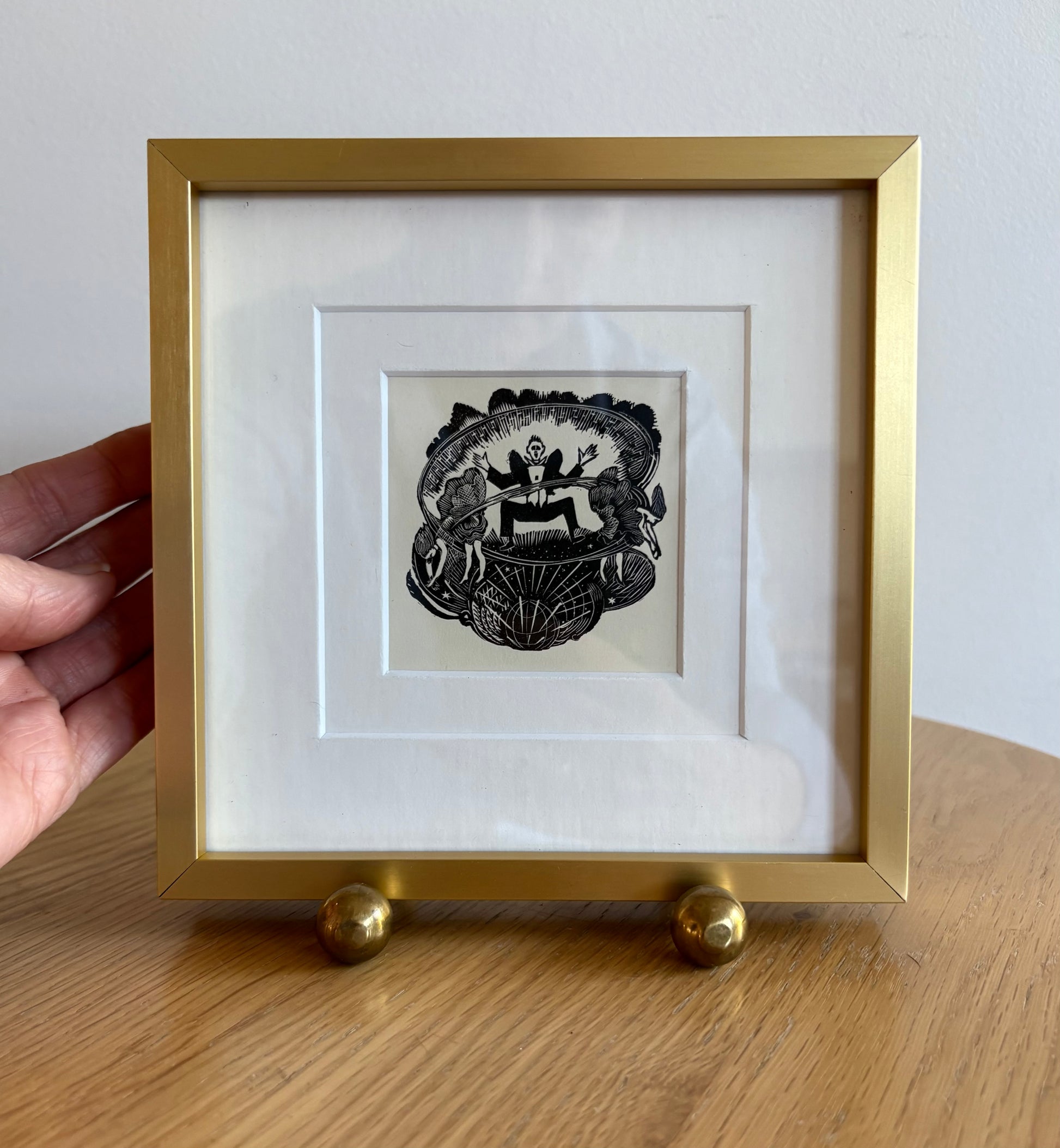 Original Helen Ogilvie woodblock print "Circus", framed art, Australian artwork