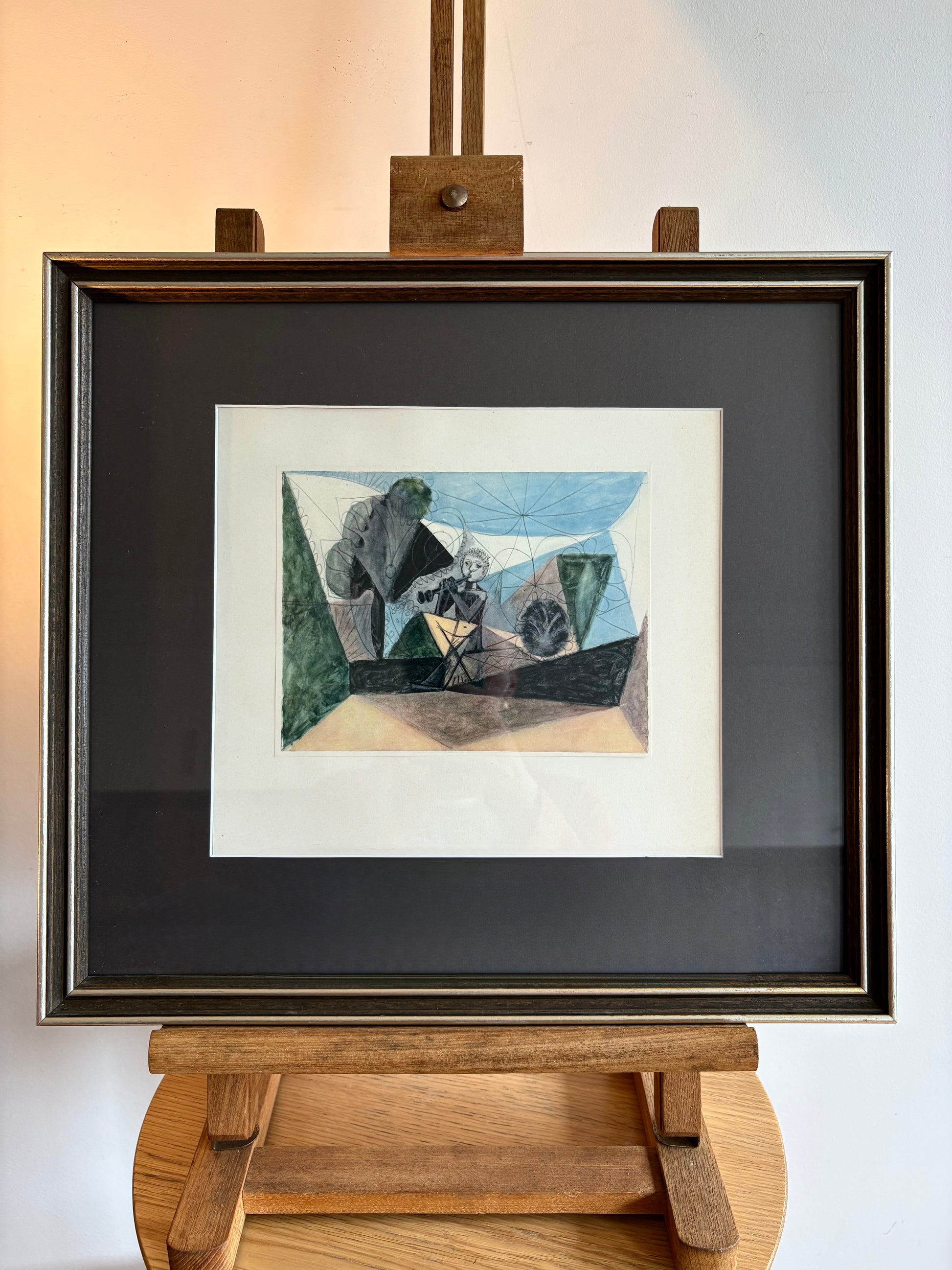 1948 Heliogravures print, Pablo Picasso, Faun with Flute, mid century framed art