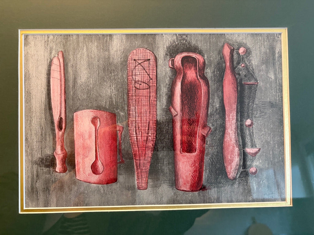 Mid Century print after Henry Moore, "Sculptural Ideas 1938", Vintage framed art, gold frame, artwork
