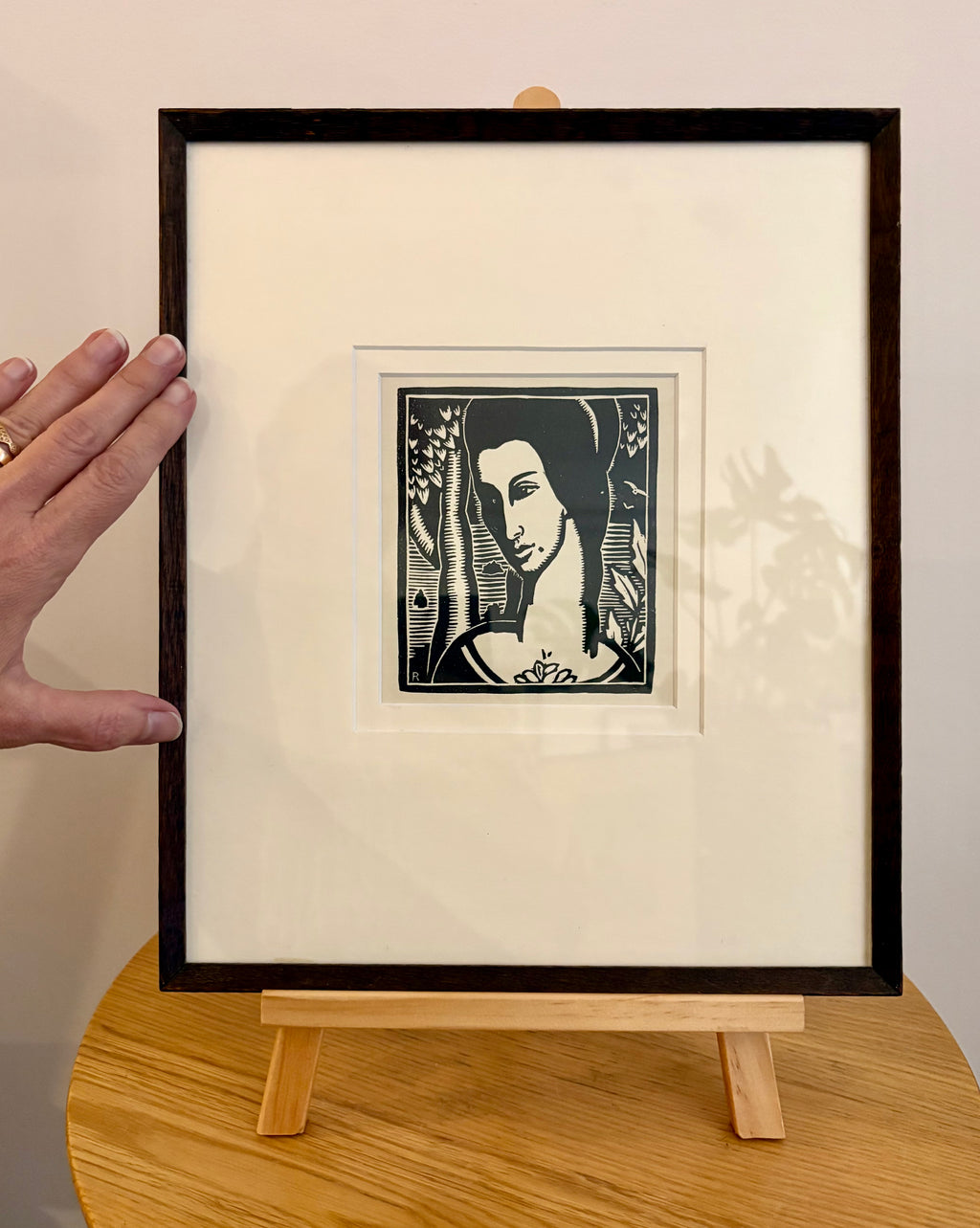 1934 Antique Art Deco print, Rex Wood, after the linocut, framed vintage art