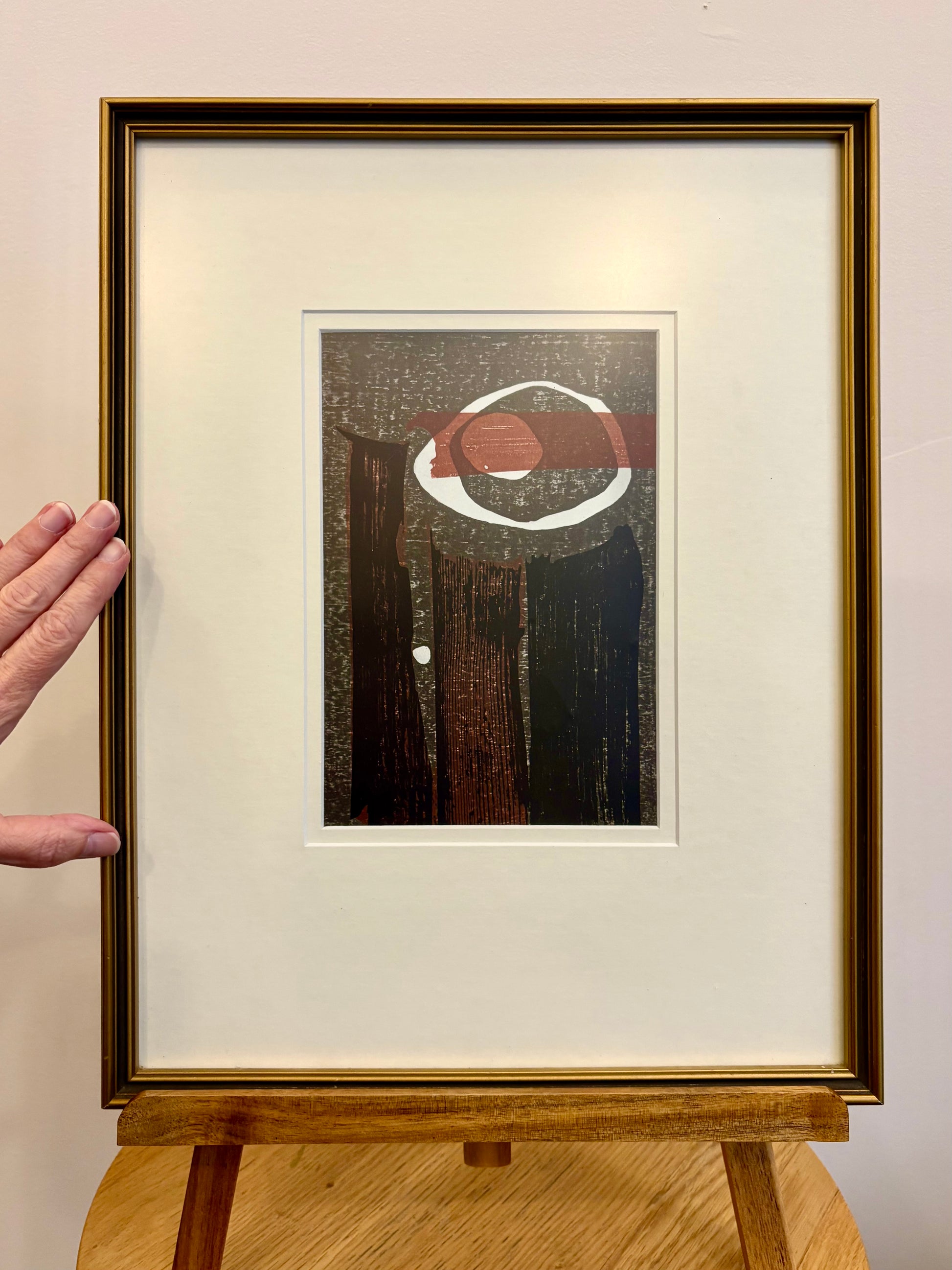 Mid Century Japanese print, 1960s reproduction, framed vintage art