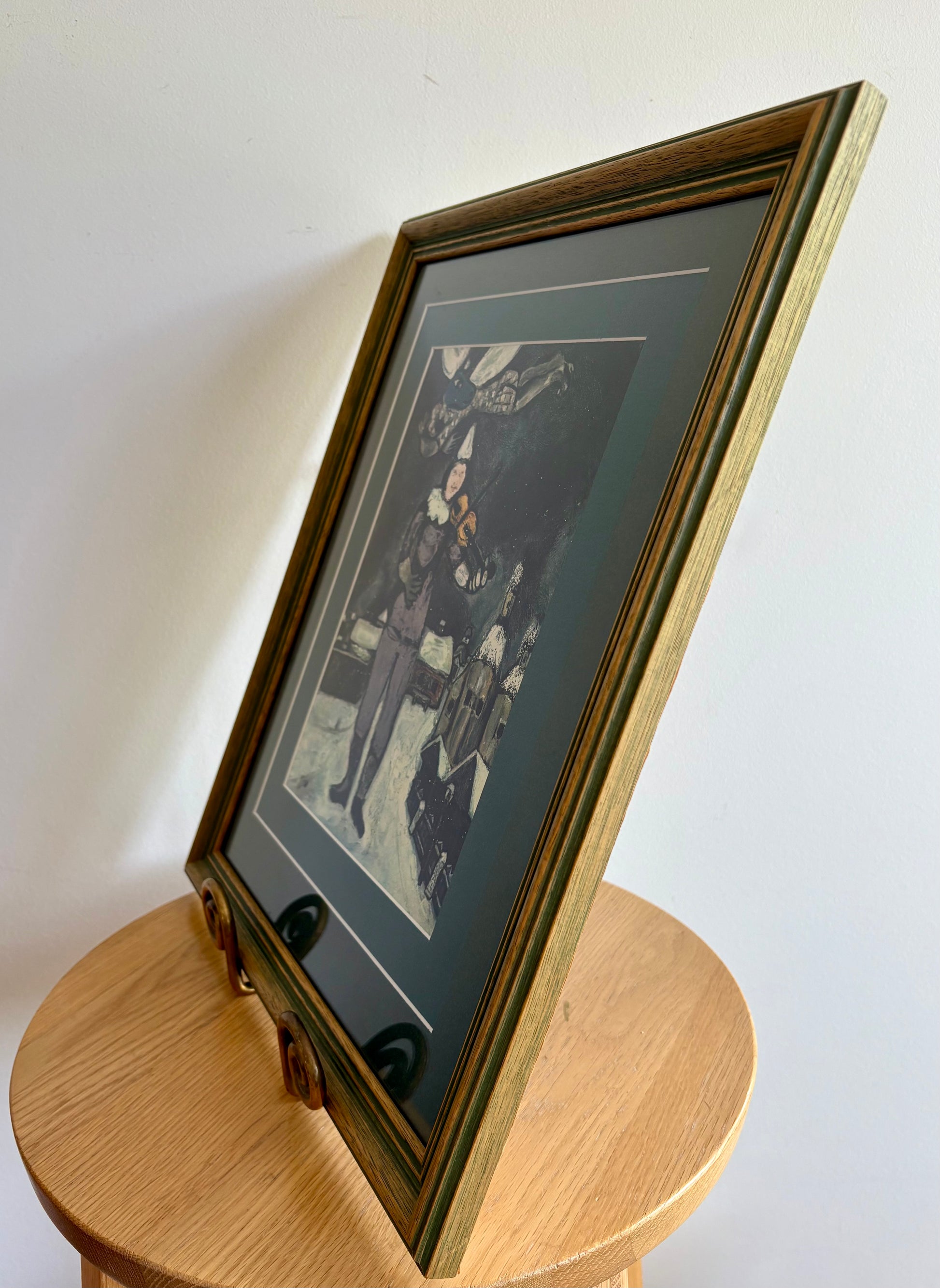 Vintage 1950’s print after Marc Chagall’s painting “The Fiddler”, violin, framed art