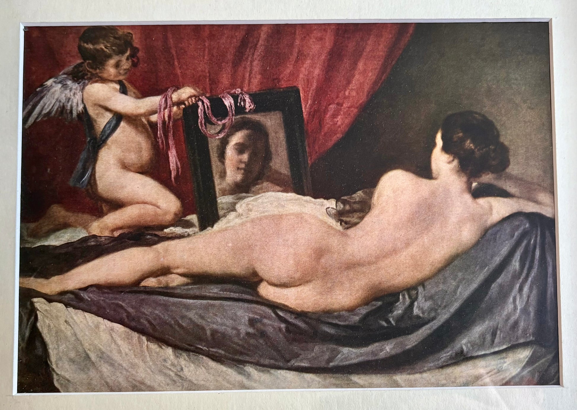 Vintage print “Venus”, Cupid, Diego Velázquez, framed vintage art